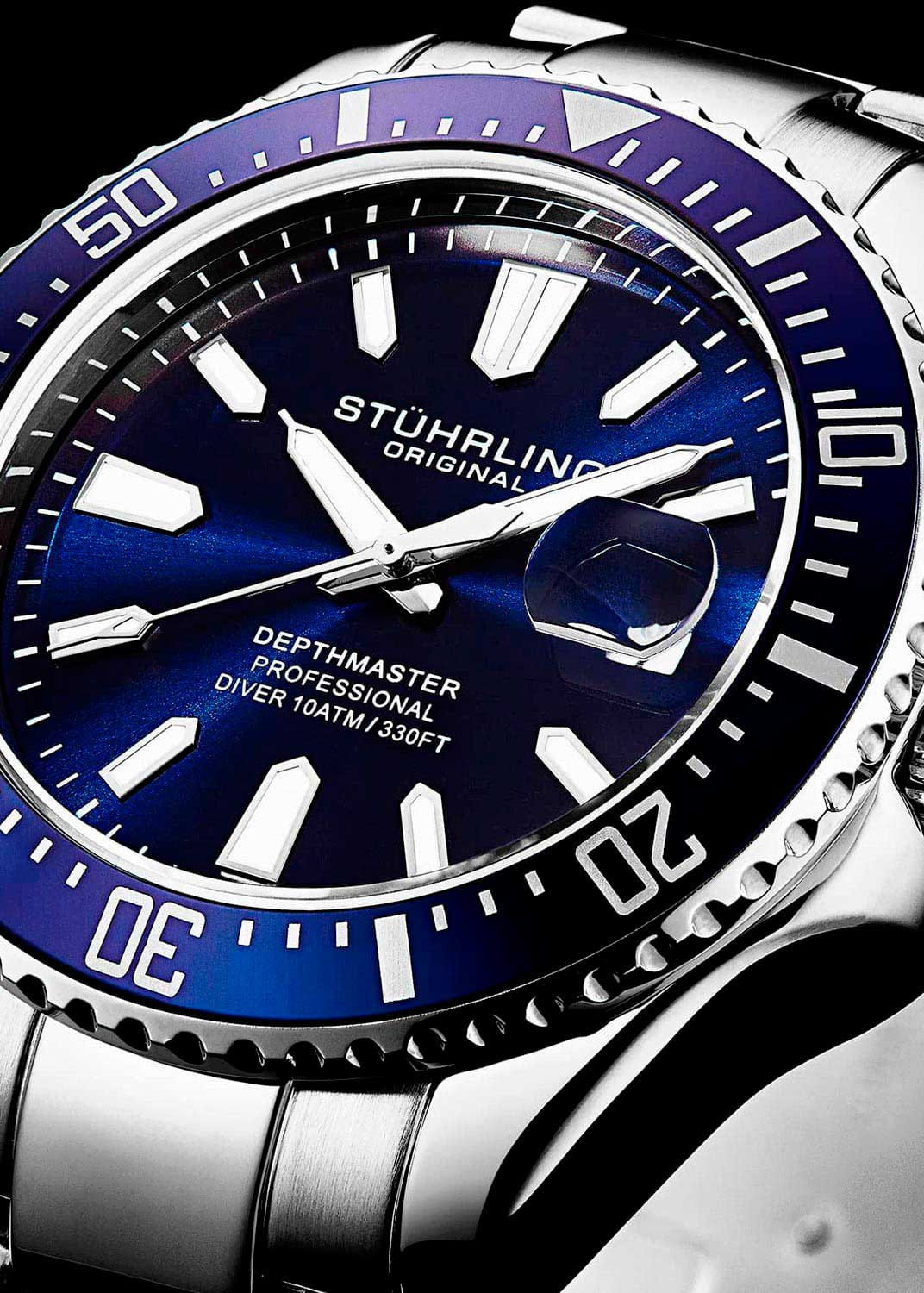 Stuhrling Stuhrling Depthmaster 3950A.2 мужские часы синий циферблат на запястье
