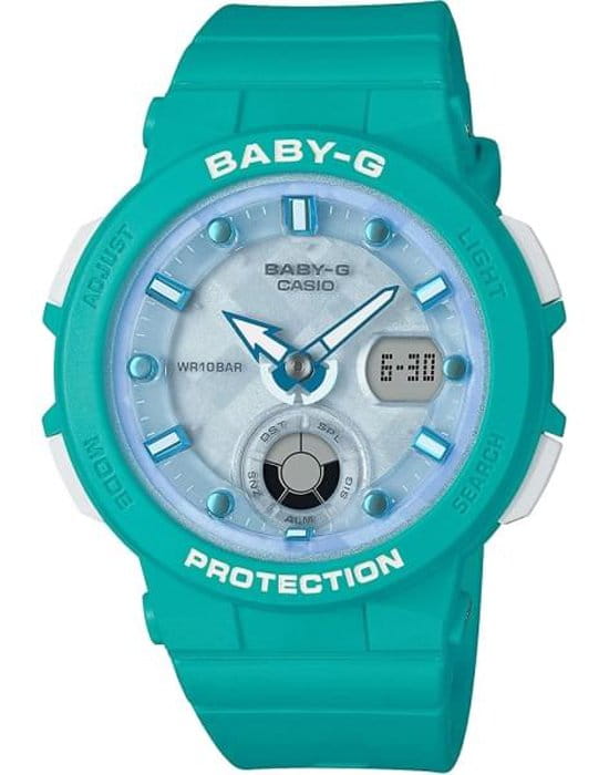 Casio Casio Baby-G BGA-250-2A  BGA-250-2A автокварц (кинетик) женские часы голубой циферблат, браслет пластик — вид спереди
