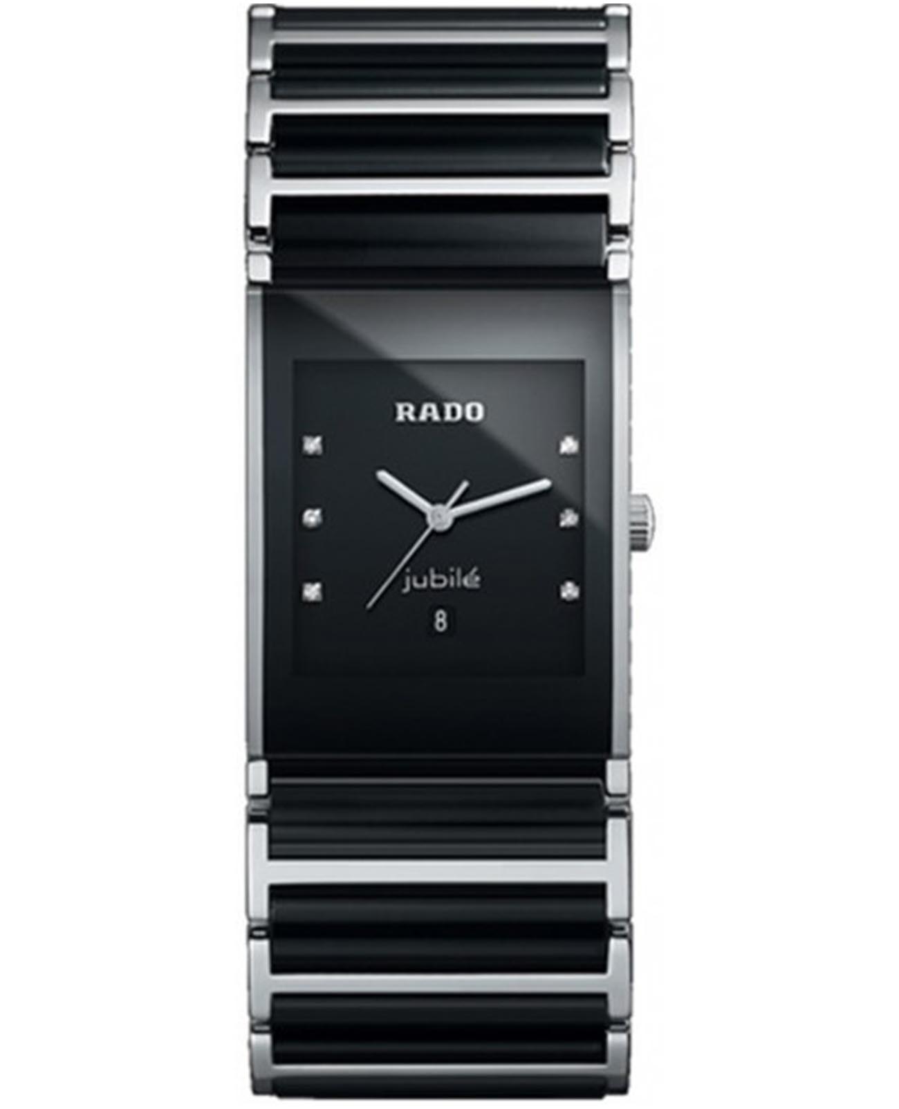 Rado Rado Integral R20784752  R20784752 кварцевые женские часы черный циферблат, браслет сталь + керамические вставки — вид спереди