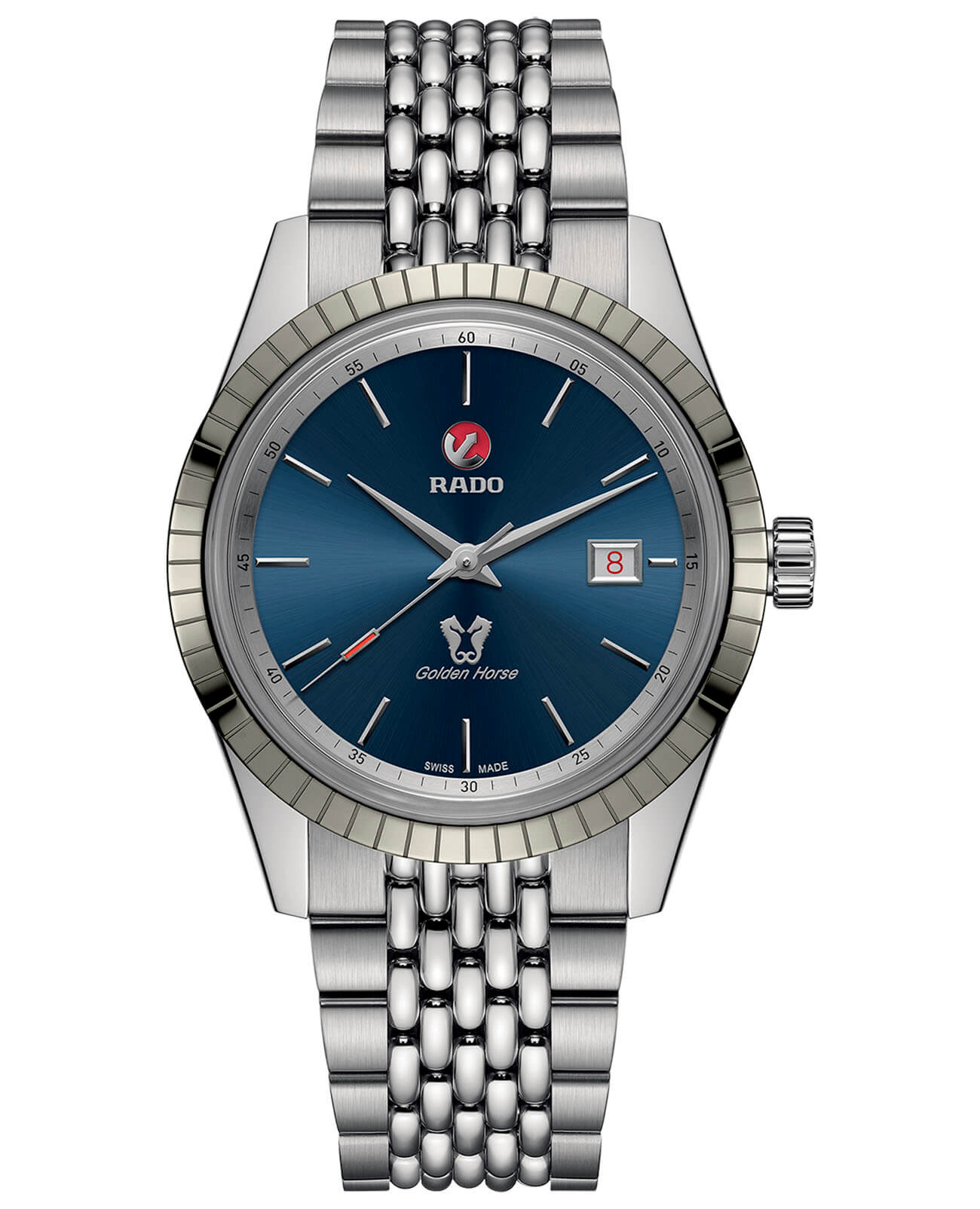Rado Rado Golden Horse Automatic R33101203 Automatic R33101203 механические мужские часы синий циферблат, браслет нержавеющая сталь — вид спереди