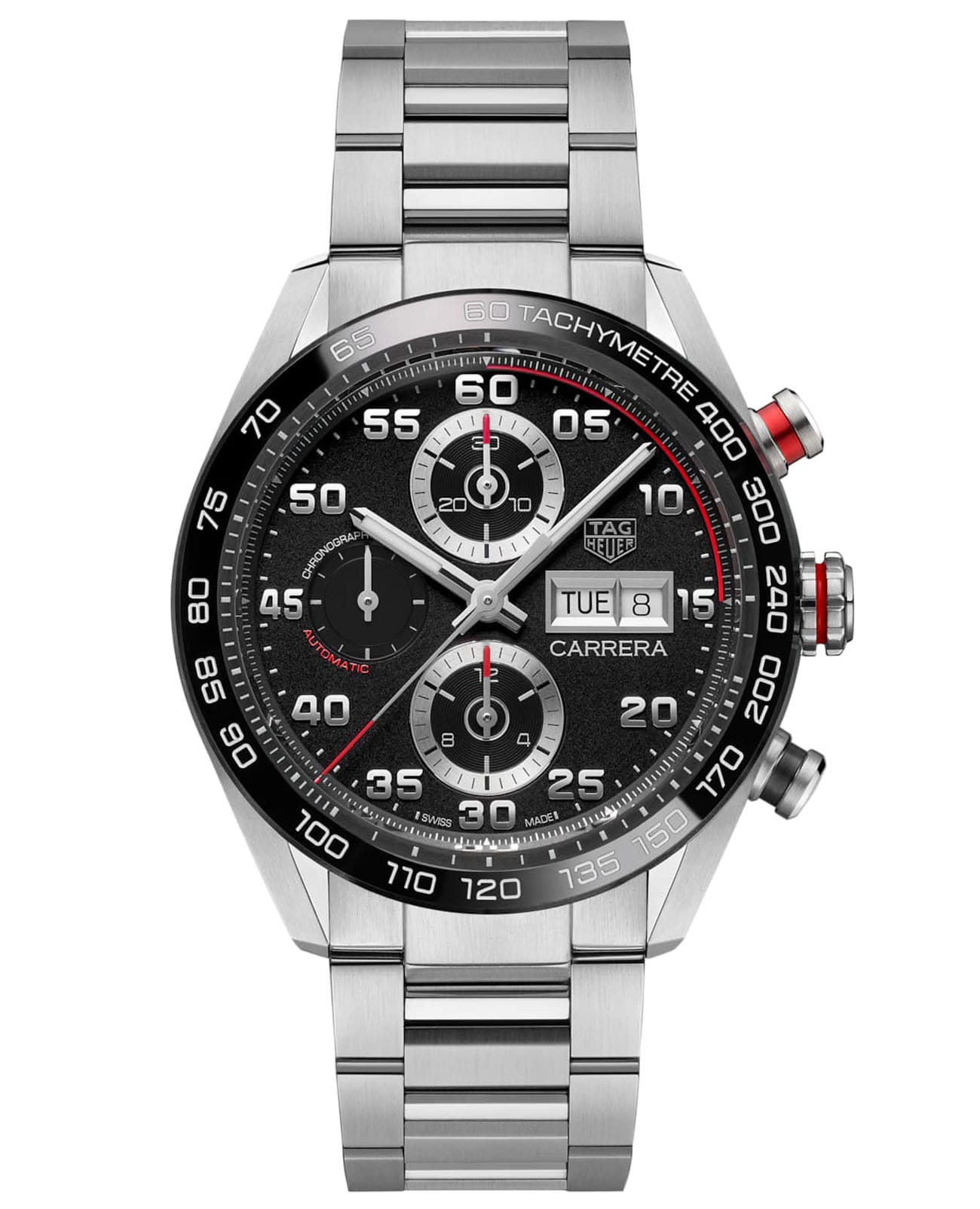 TAG Heuer TAG Heuer Carrera CBN2A1AA.BA0643  CBN2A1AA.BA0643 механические мужские часы черный циферблат, браслет нержавеющая сталь — вид спереди