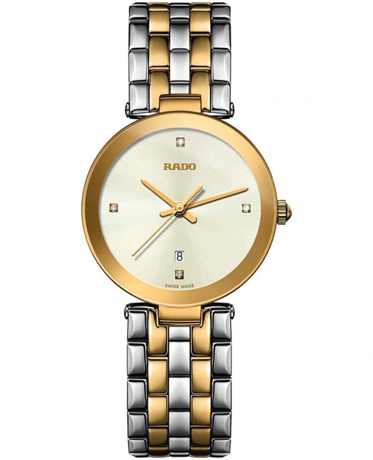 Rado Rado Florence R48872723  R48872723 кварцевые женские часы шампань циферблат, браслет нержавеющая сталь с pvd-покрытием — вид спереди