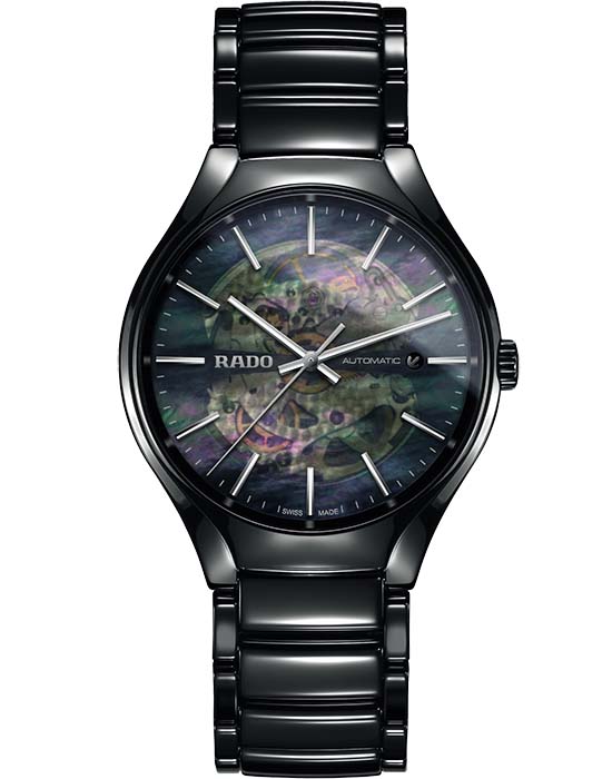 Rado Rado True Automatic Open Heart R27100912 Automatic R27100912 механические мужские часы черный циферблат, браслет высокотехнологичная керамика — вид спереди