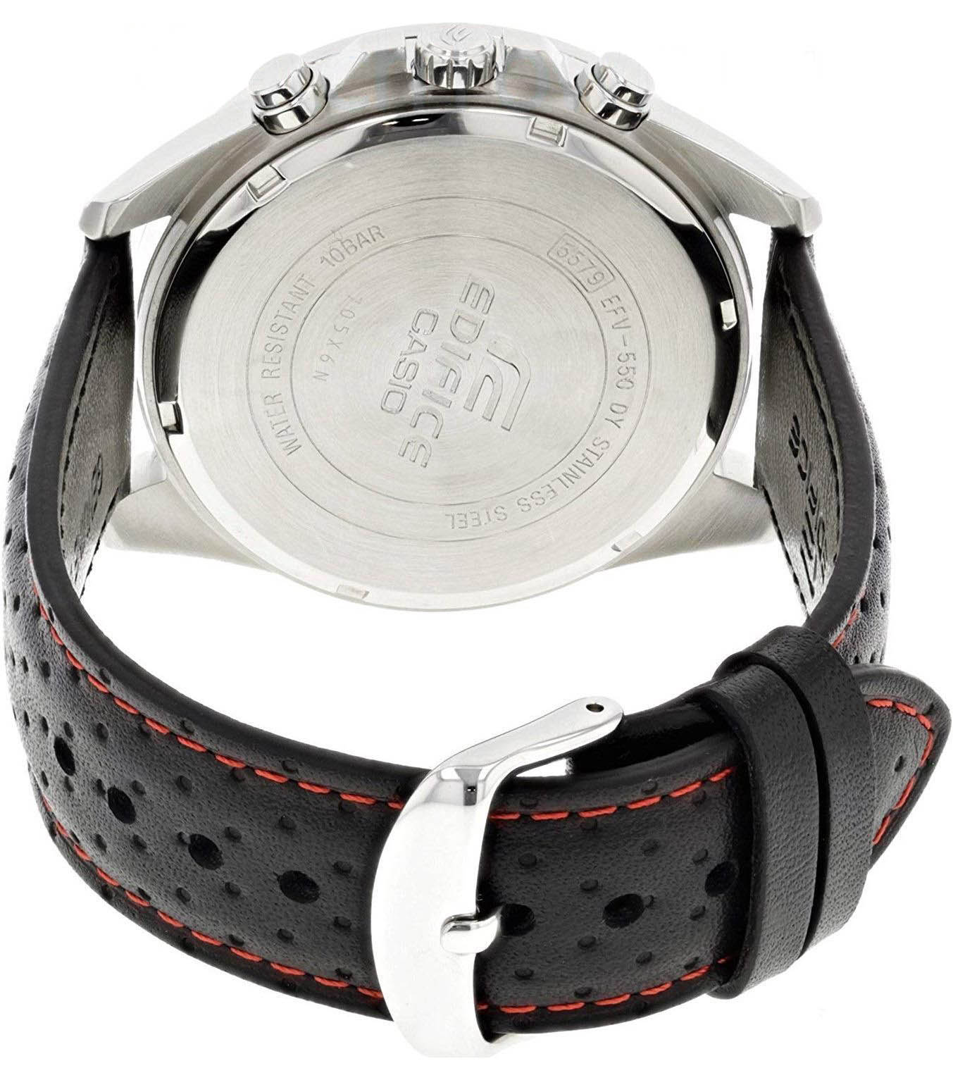 Casio Casio Edifice EFV-550L-1AVUDF (EFV-550L-1A), edifice япония мужские часы на браслете кожаный боковой вид