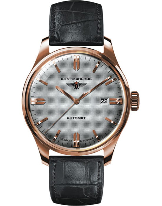 Штурманские Штурманские Гагарин Наследие 9015/1279600  9015/1279600 механические мужские часы серый циферблат, браслет кожаный — вид спереди