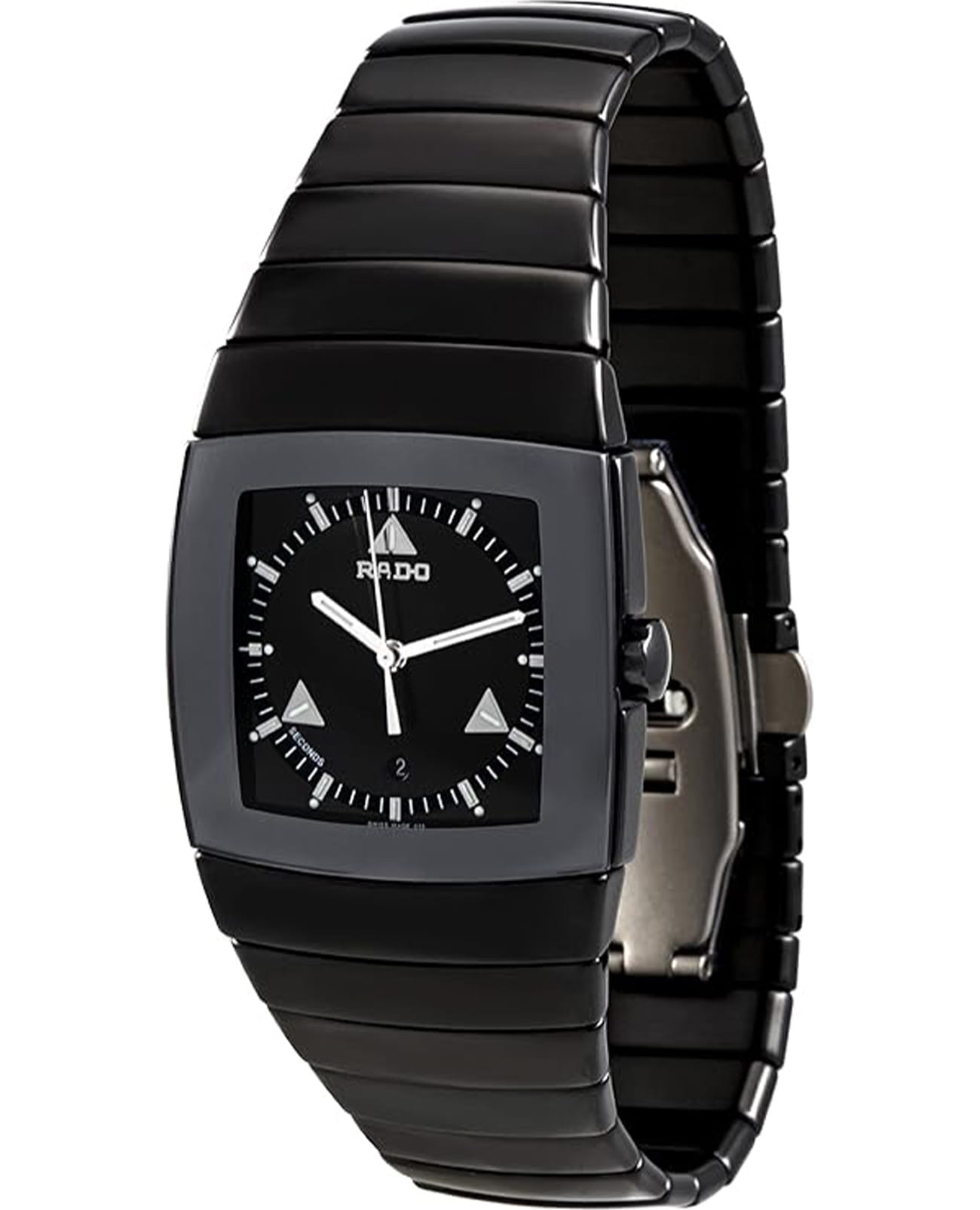 Rado Rado Sintra R13766152  R13766152 кварцевые мужские часы черный циферблат, браслет керамика — вид спереди