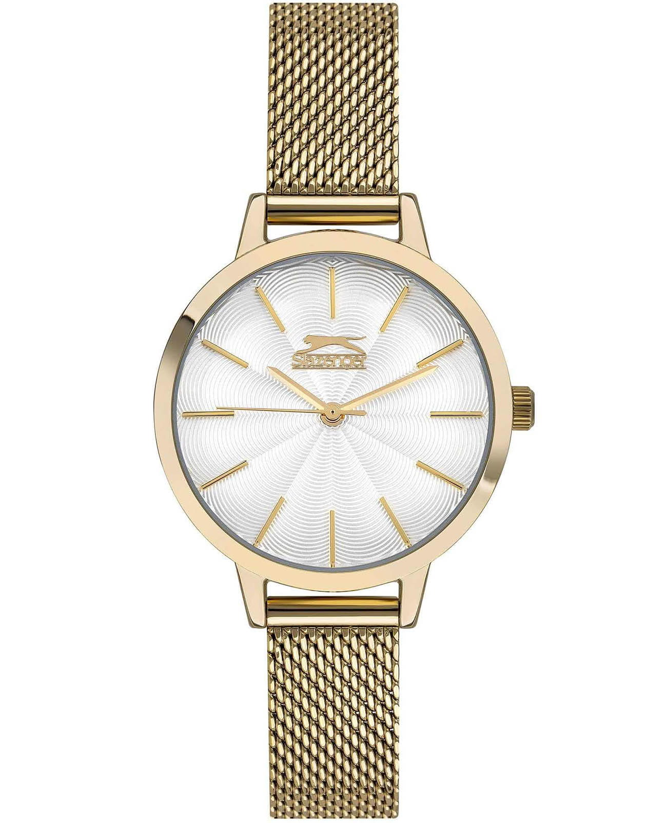 Slazenger Slazenger SL.09.6329.3.03  SL.09.6329.3.03 кварцевые женские часы серебристый циферблат, браслет суперметалл с ip покрытием — вид спереди