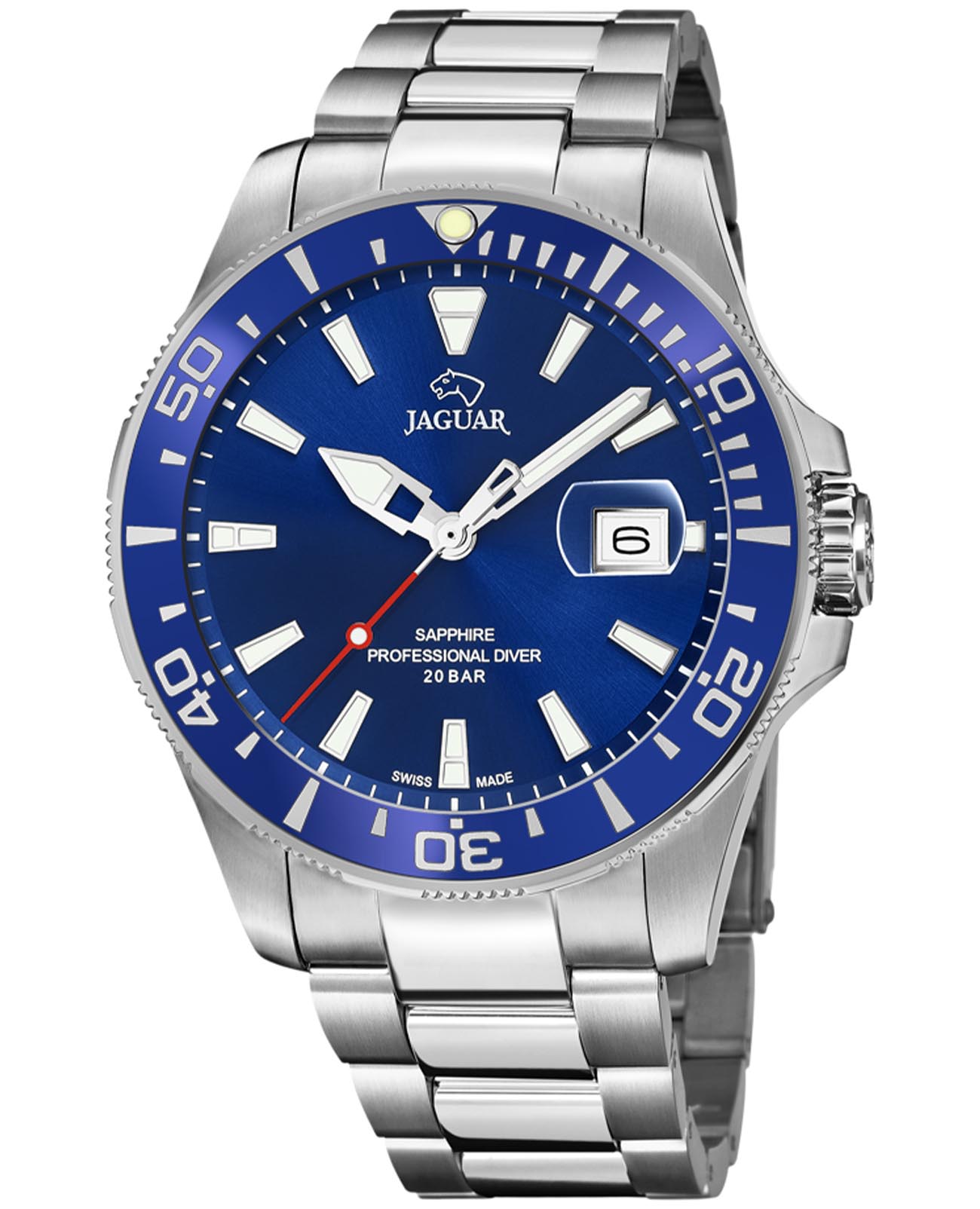 Jaguar Jaguar Executive Diver J860/C  J860/C кварцевые мужские часы синий циферблат, браслет нержавеющая сталь — вид спереди