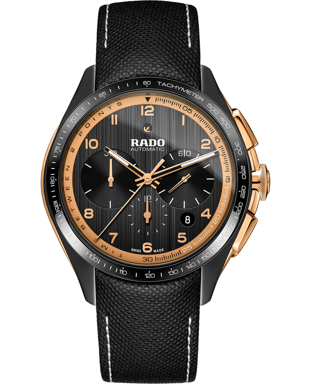 Rado Rado Hyperchrome Automatic Chronograph R32503165 Automatic R32503165 механические мужские часы черный циферблат, браслет кожаный — вид спереди