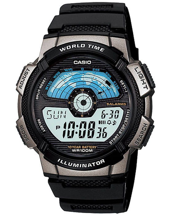 Casio Casio Collection AE-1100W-1AVSDF (AE-1100W-1A)  AE-1100W-1A кварцевые мужские часы серый циферблат, браслет пластик — вид спереди