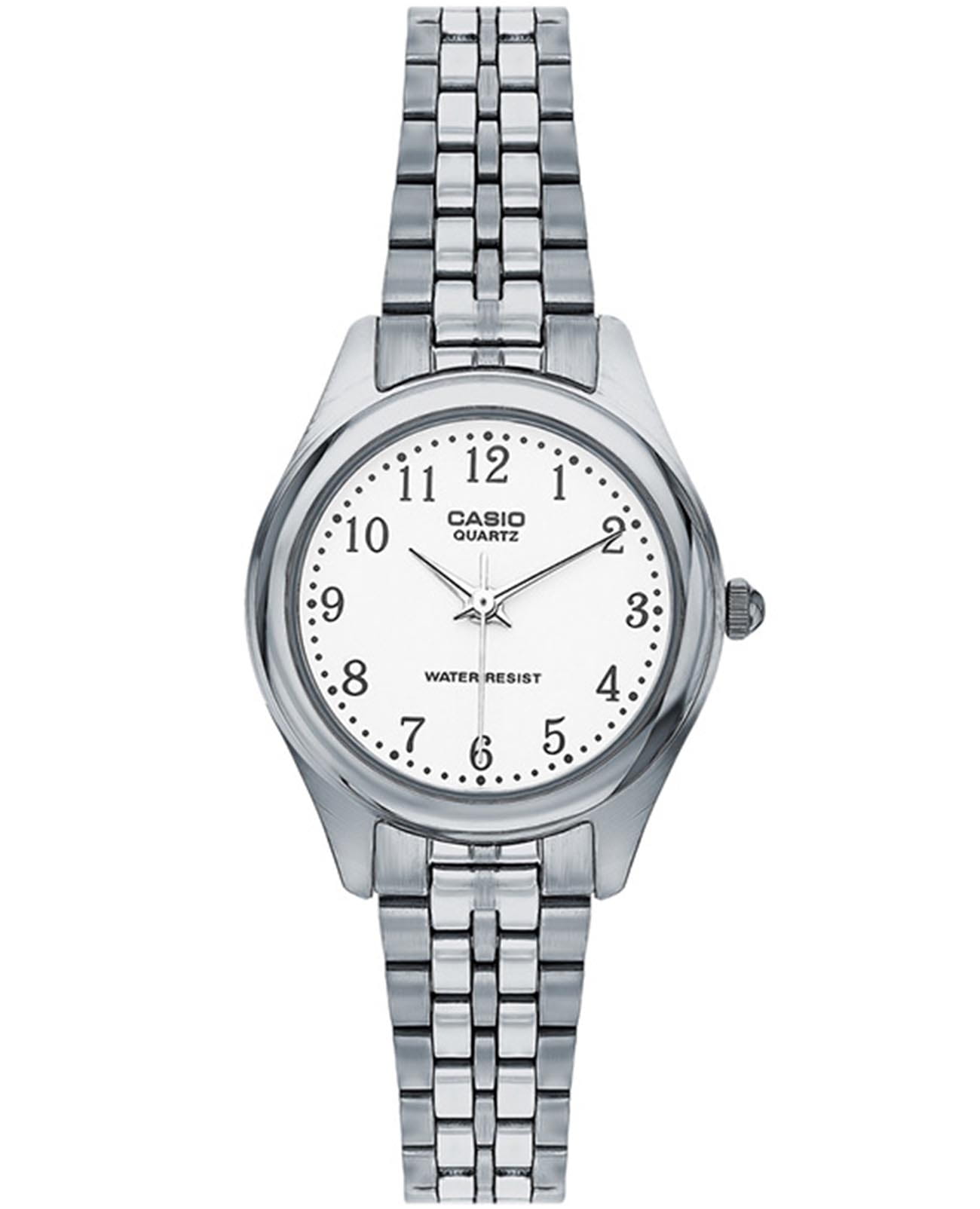 Casio Casio Collection LTP-1129A-7B  LTP-1129A-7B кварцевые женские часы белый циферблат, браслет нержавеющая сталь — вид спереди