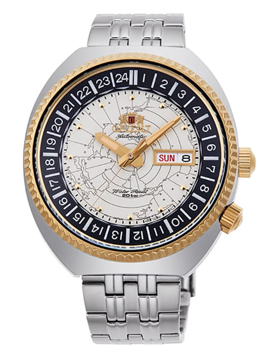 Orient Orient Revival RA-AA0E01S (RN-AA0E01S)  RA-AA0E01S механические мужские часы белый циферблат, браслет нержавеющая сталь — вид спереди