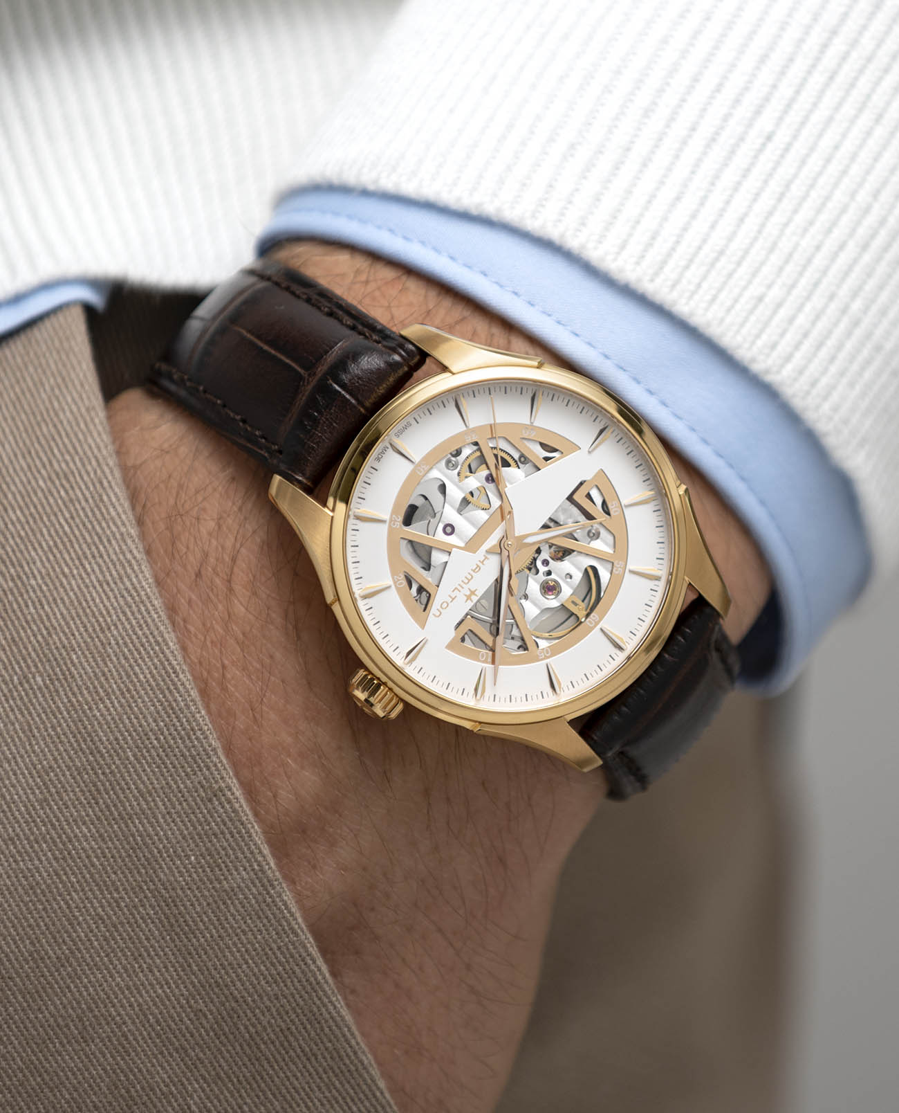 Hamilton Hamilton Jazzmaster Skeleton Auto H42505510 , наручные мужские часы фото под углом