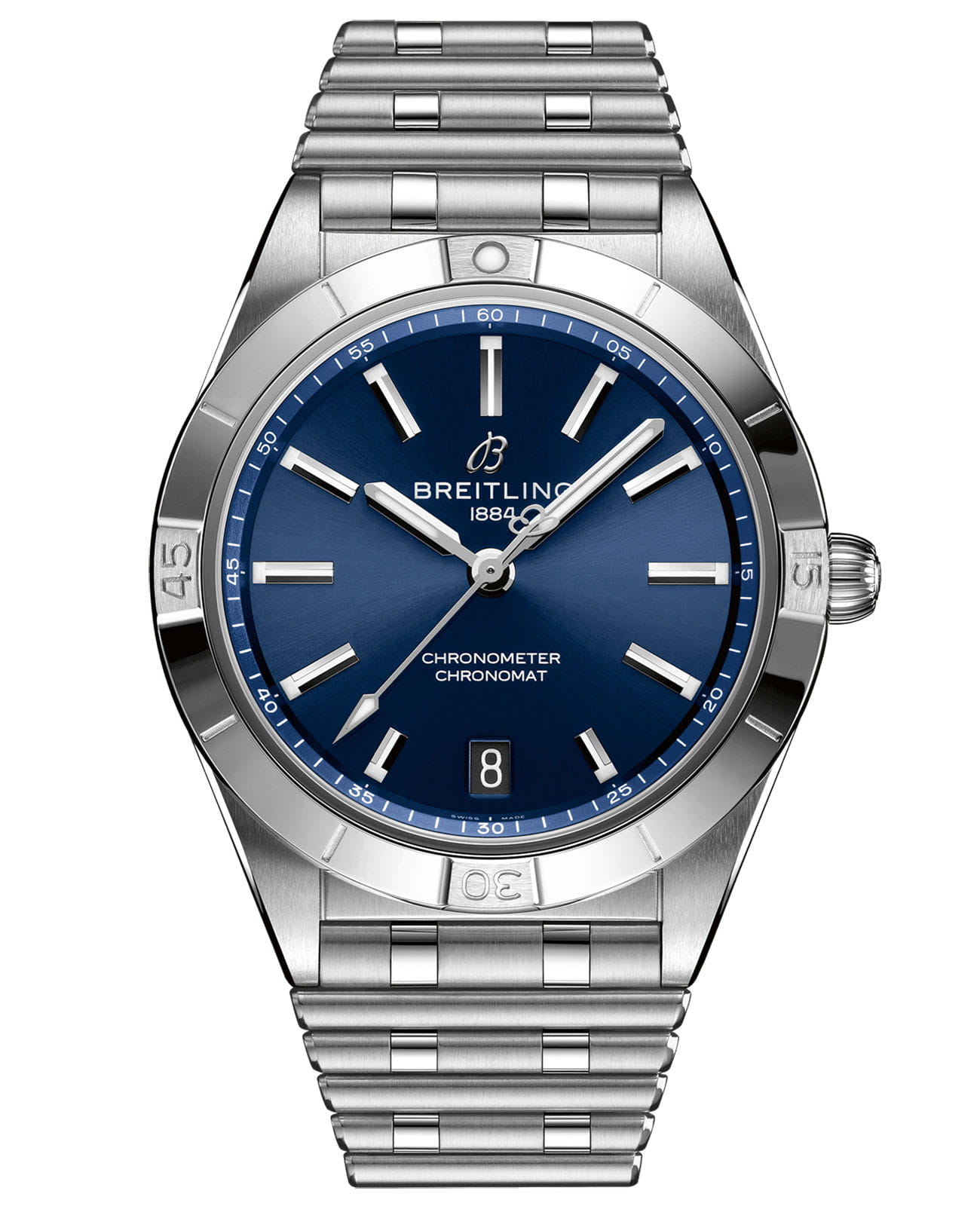 Breitling Breitling Chronomat Automatic 36 A10380101C1A1  A10380101C1A1 механические женские часы синий циферблат, браслет нержавеющая сталь — вид спереди