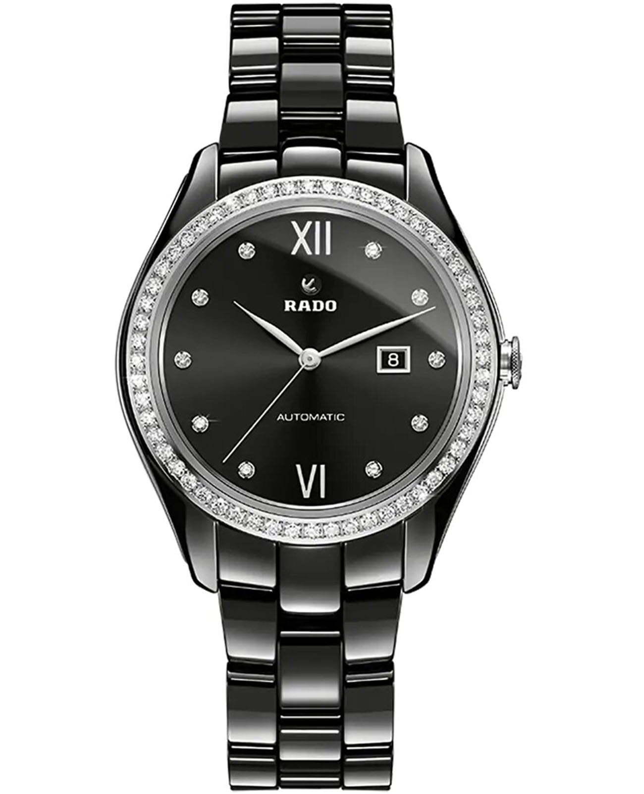 Rado Rado Hyperchrome R32482702 Automatic R32482702 механические женские часы черный циферблат, браслет высокотехнологичная керамика — вид спереди
