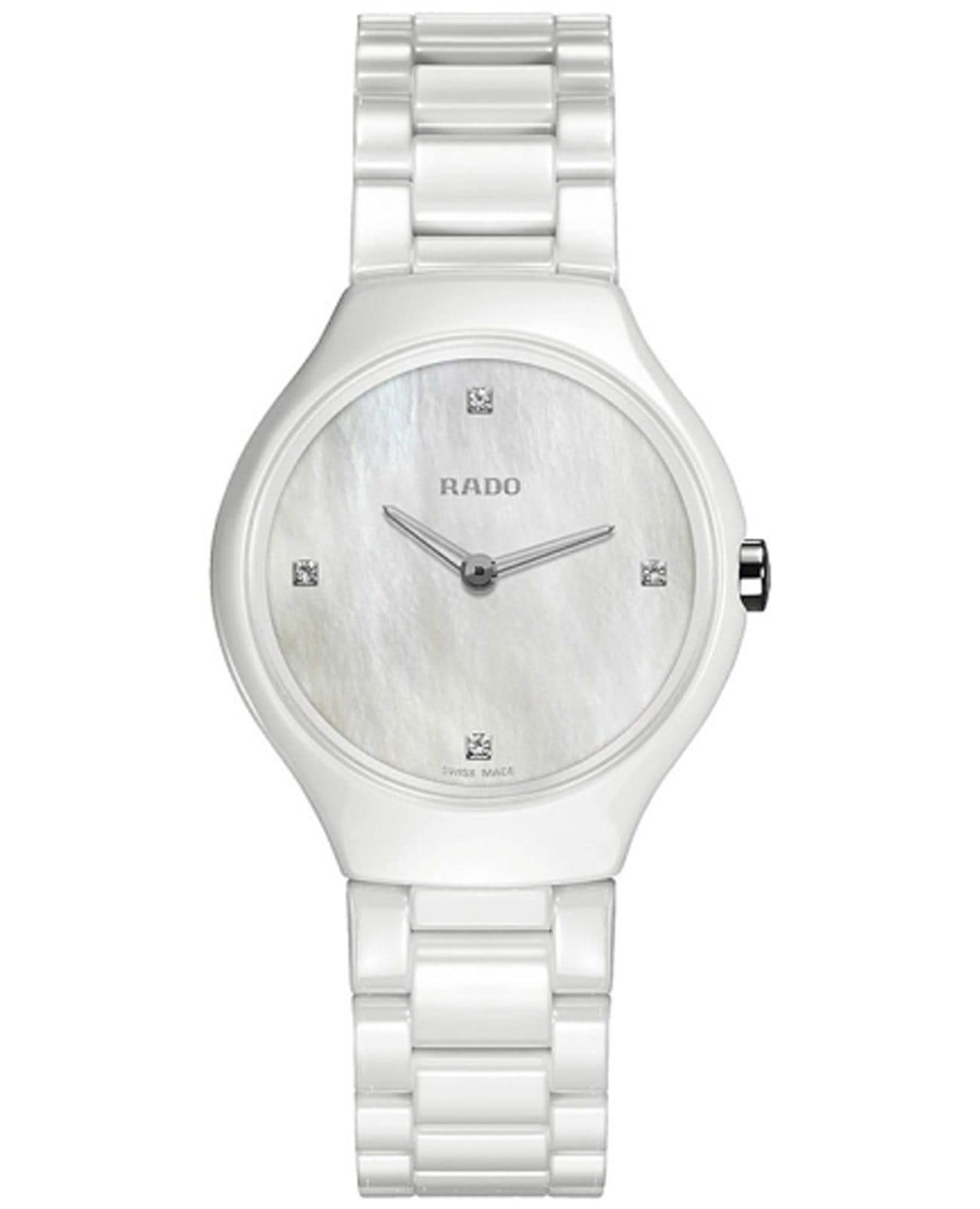 Rado Rado True Thinline R27958902  R27958902 кварцевые женские часы перламутровый циферблат, браслет высокотехнологичная керамика — вид спереди