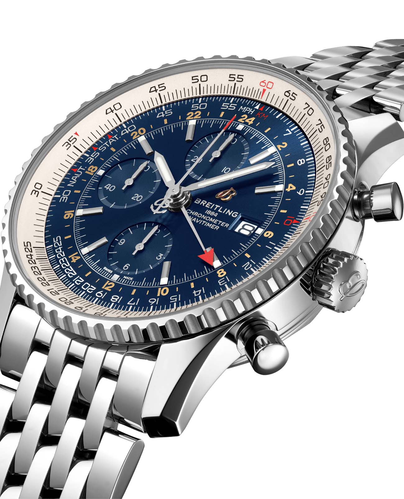 Breitling Breitling Navitimer Chronograph GMT 46 A24322121C2A1 , наручные мужские часы фото под углом