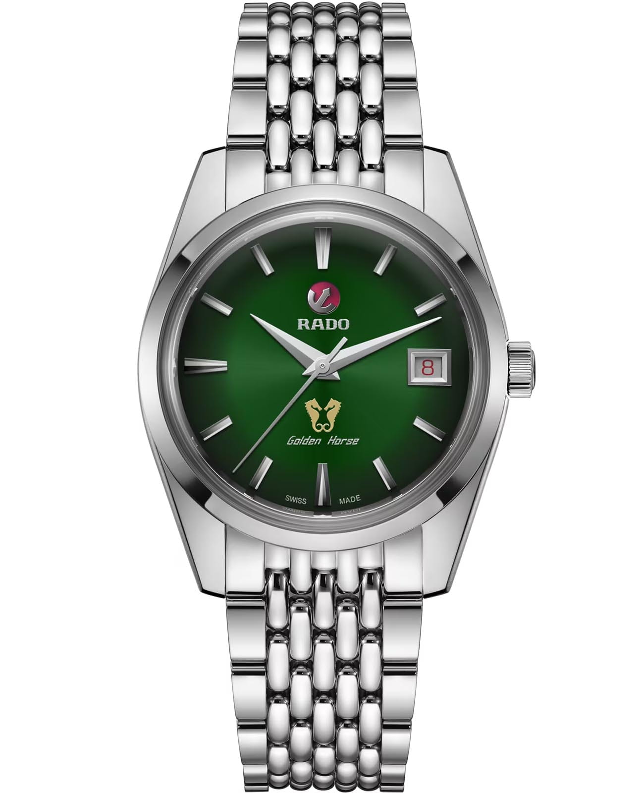 Rado Rado Golden Horse R33930313 Automatic R33930313 механические мужские часы зеленый циферблат, браслет нержавеющая сталь — вид спереди