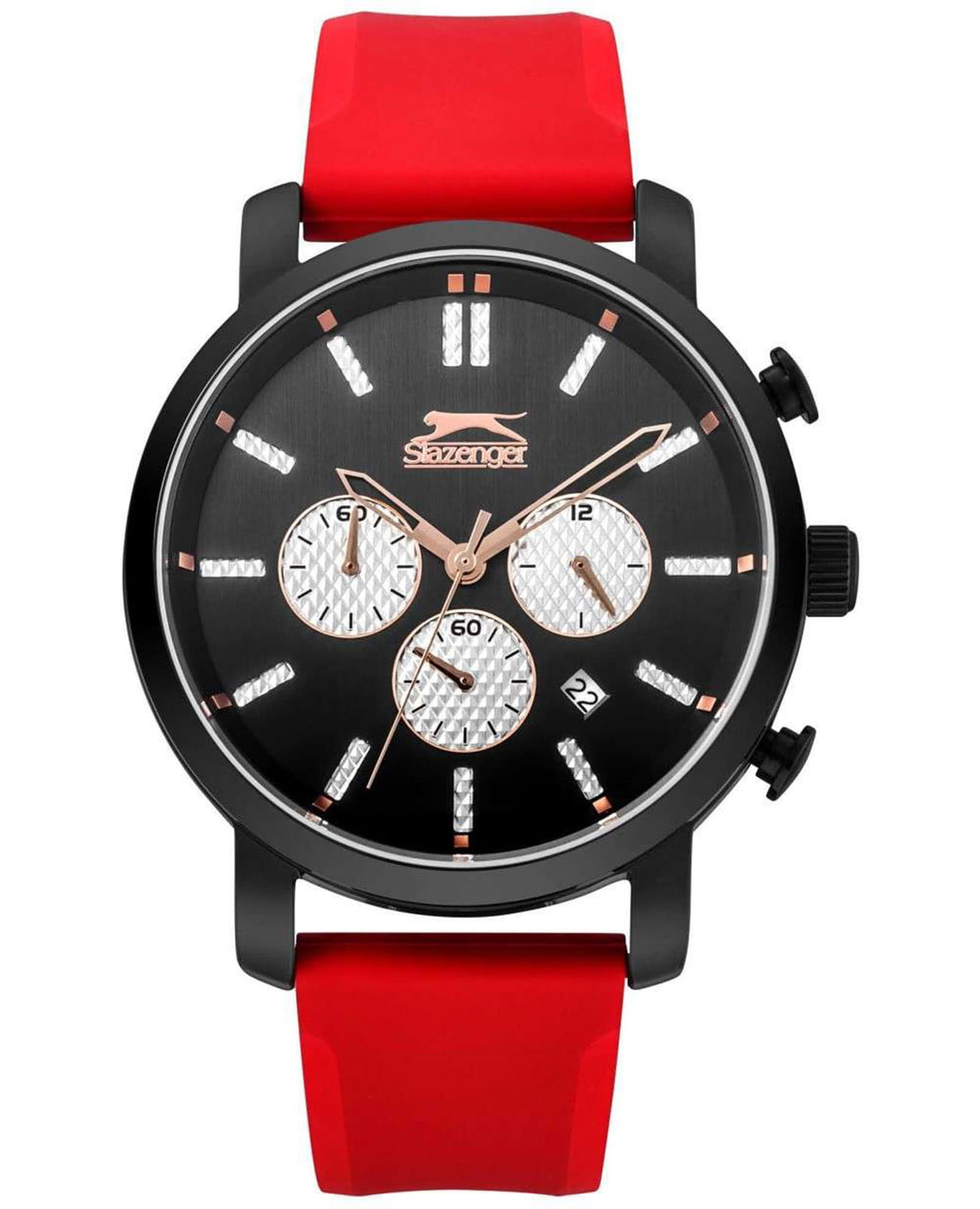 Slazenger Slazenger SL.09.6333.2.01  SL.09.6333.2.01 кварцевые мужские часы черный циферблат, браслет силикон — вид спереди