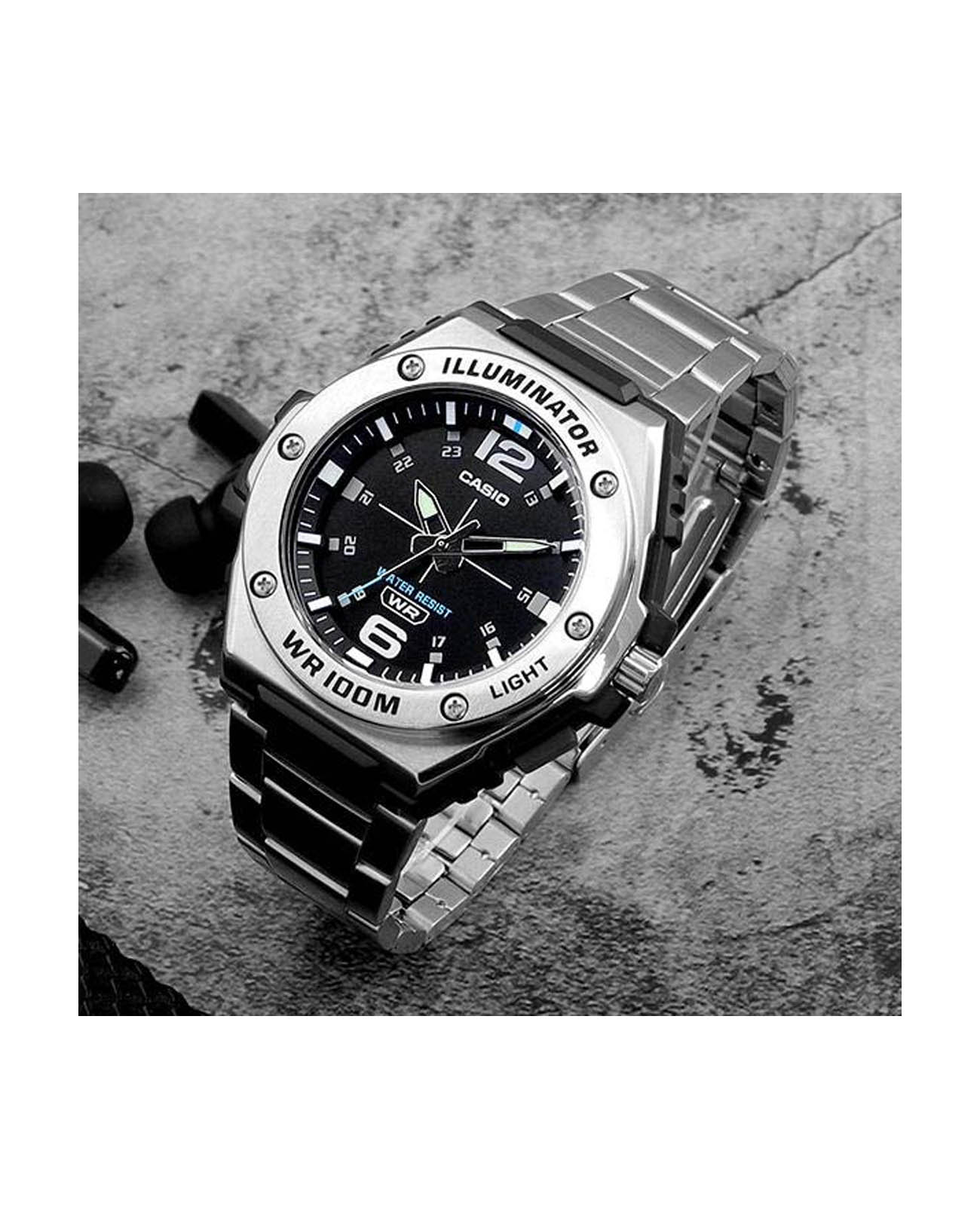 Casio Casio Collection MWA-100HD-1A кварцевые мужские часы часы крупный план черный циферблата