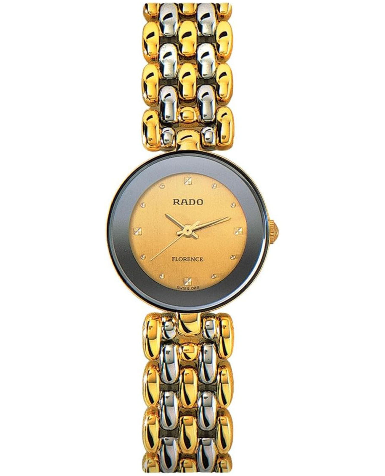 Rado Rado Florence R48745253  R48745253 кварцевые женские часы золотой циферблат, браслет нержавеющая сталь с pvd-покрытием — вид спереди