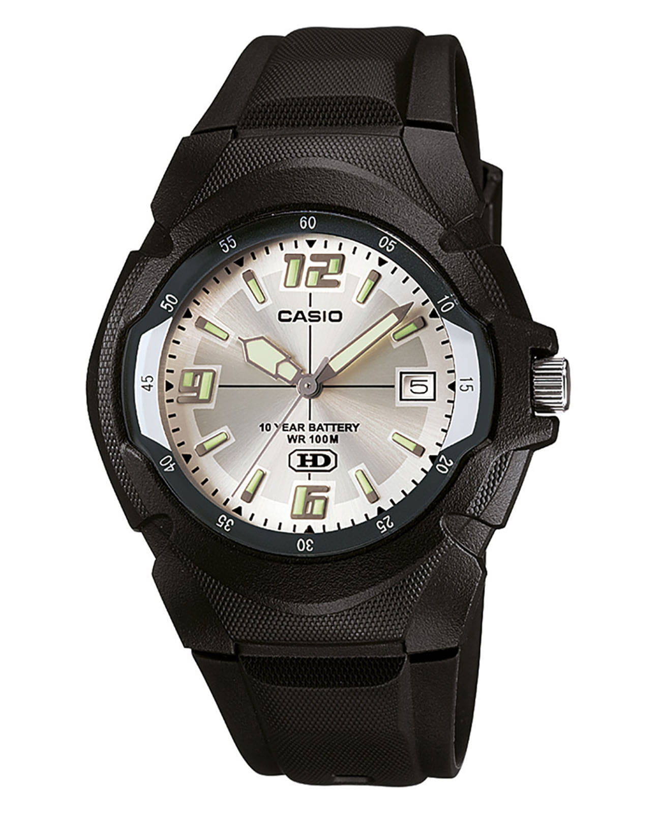 Casio Casio Collection MW-600F-7AVDF (MW-600F-7A)  MW-600F-7A кварцевые мужские часы серебристый циферблат, браслет пластик — вид спереди
