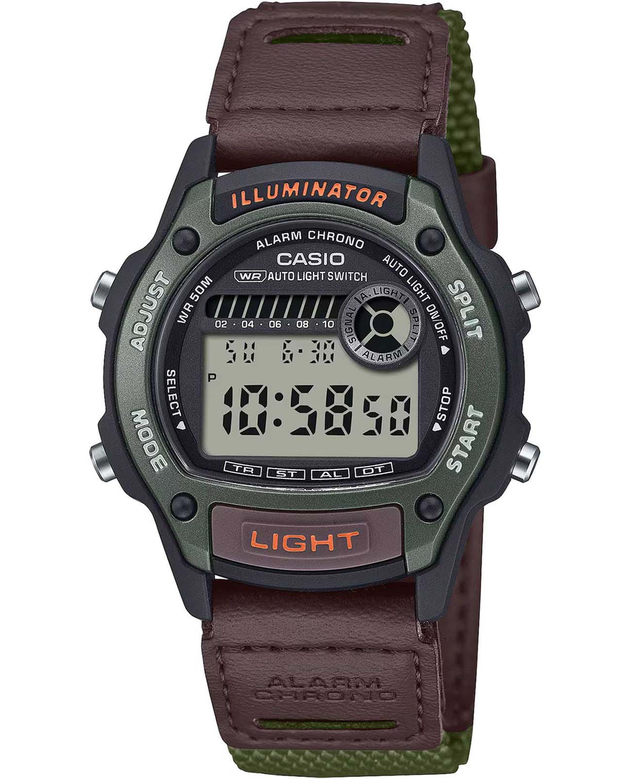 Casio Casio Collection W-220HF-3A  W-220HF-3A кварцевые мужские часы серый циферблат, браслет тканевый — вид спереди