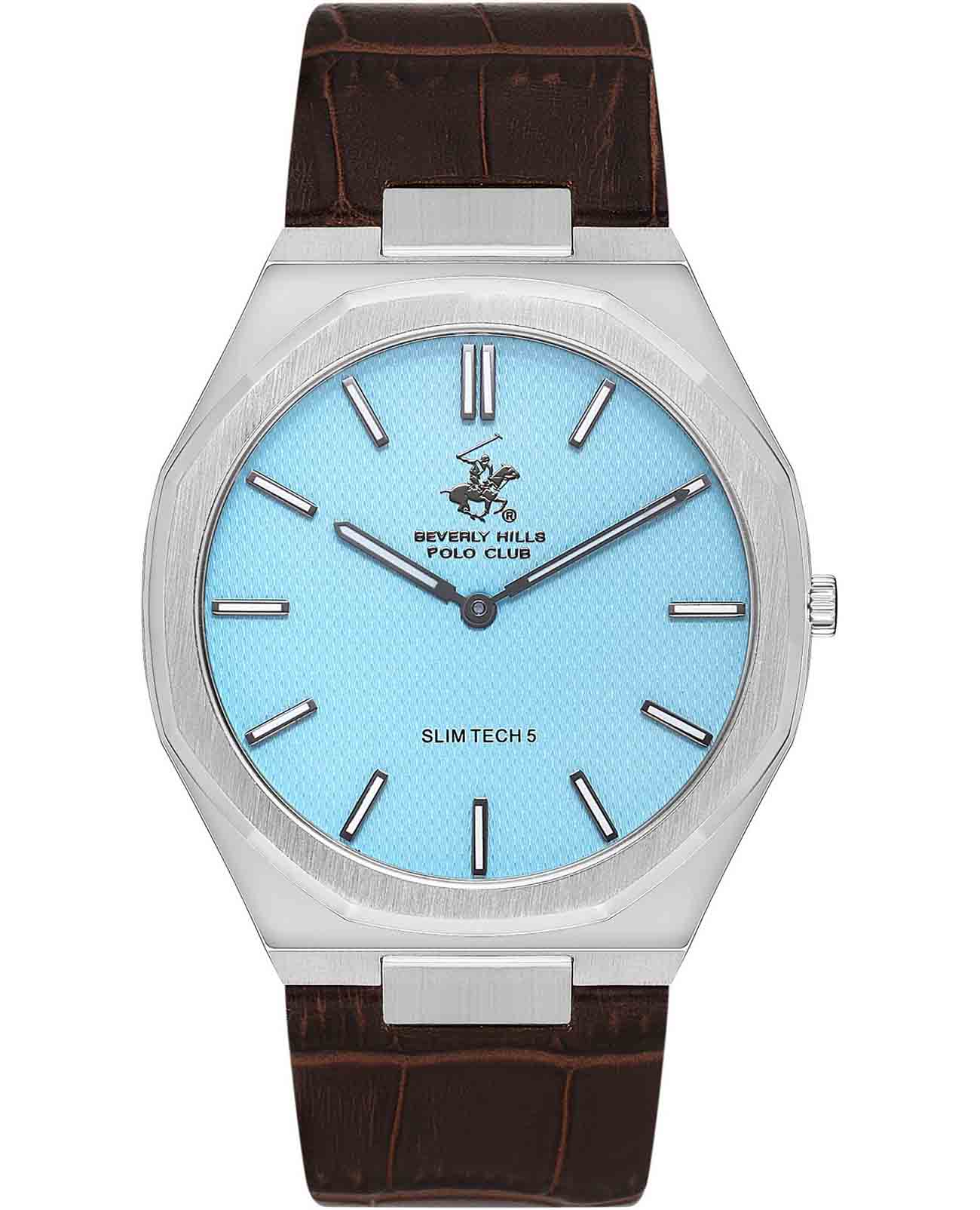 Beverly Hills Polo Club Beverly Hills Polo Club Quartz BP3607X.302  BP3607X.302 кварцевые мужские часы голубой циферблат, браслет кожаный — вид спереди