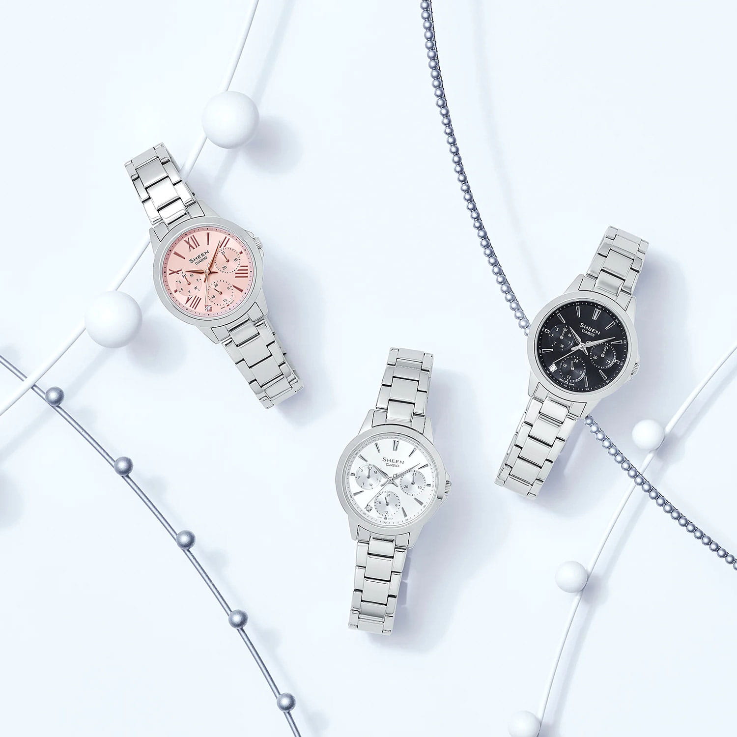 Casio Casio Sheen SHE-3516D-7A, sheen япония женские часы на браслете нержавеющая сталь боковой вид