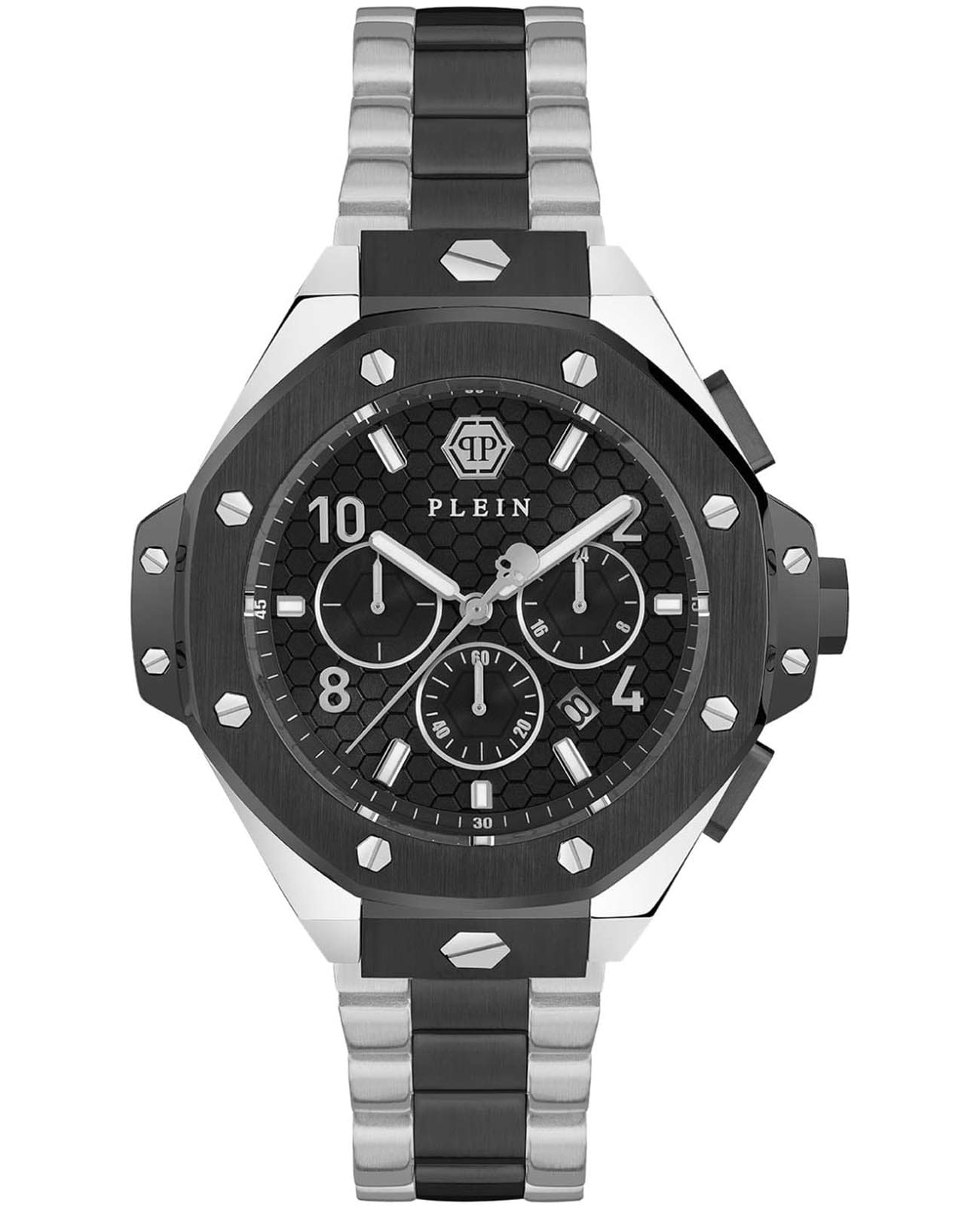 Philipp Plein Philipp Plein The Skull PWPRA0224  PWPRA0224 кварцевые мужские часы черный циферблат, браслет сталь с ip покрытием — вид спереди