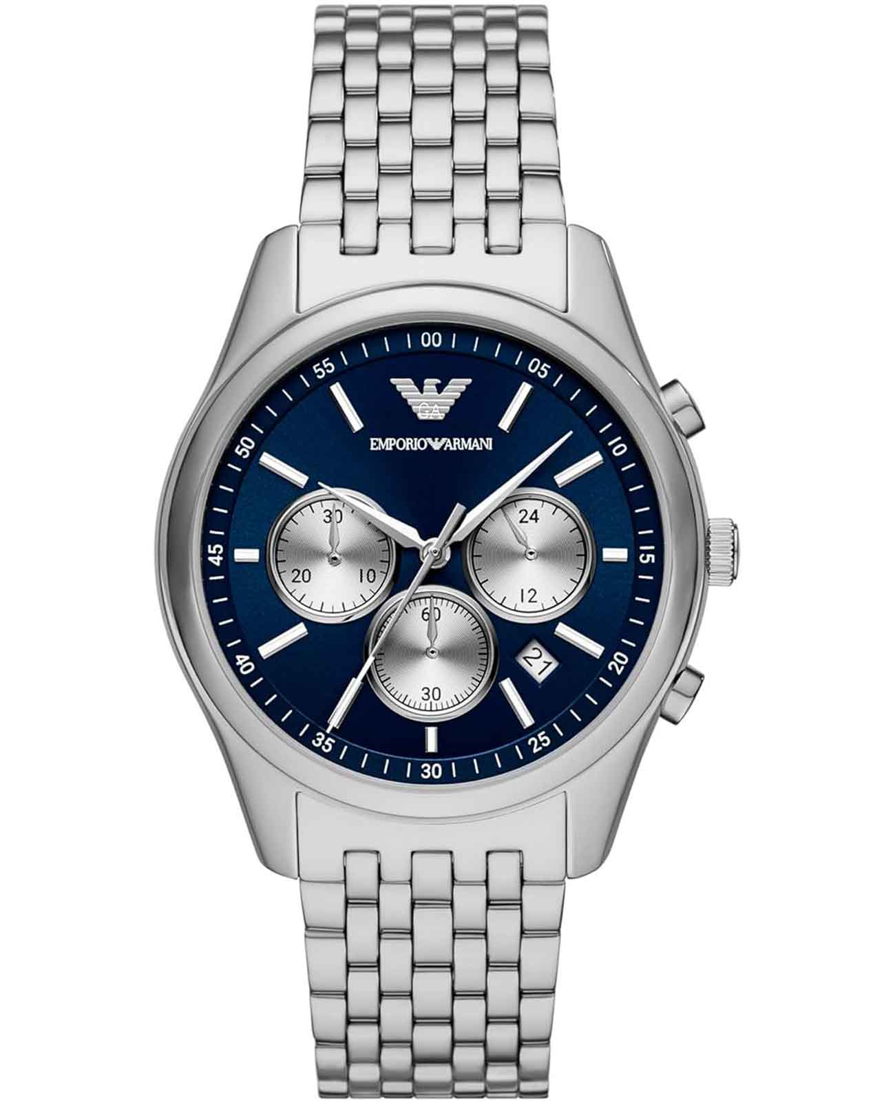Emporio Armani Emporio Armani Antonio AR11582  AR11582 кварцевые мужские часы синий циферблат, браслет нержавеющая сталь — вид спереди