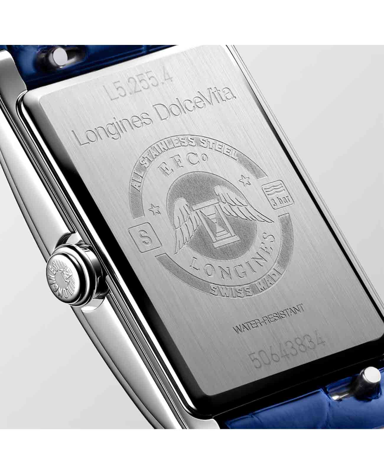 Longines Longines DolceVita L5.255.4.93.2 кварцевые женские часы часы крупный план синий циферблата
