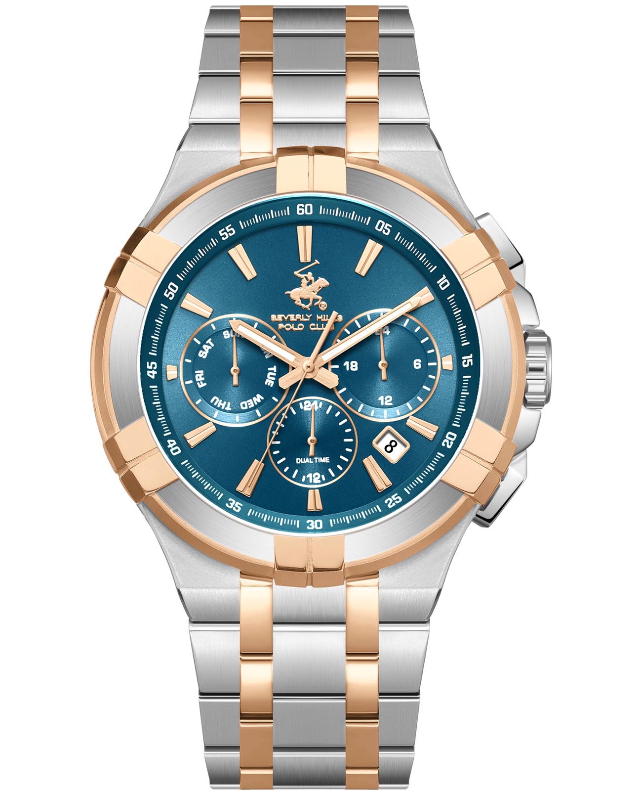 Beverly Hills Polo Club Beverly Hills Polo Club BP3802X.590  BP3802X.590 кварцевые мужские часы синий циферблат, браслет нержавеющая сталь с ip-покрытием — вид спереди