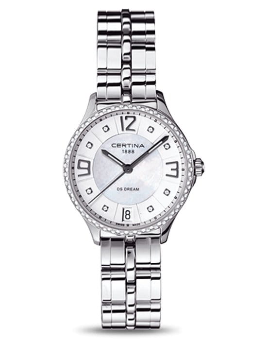 Certina Certina DS Dream C021.210.61.116.00  C0212106111600 кварцевые женские часы перламутровый циферблат, браслет нержавеющая сталь — вид спереди