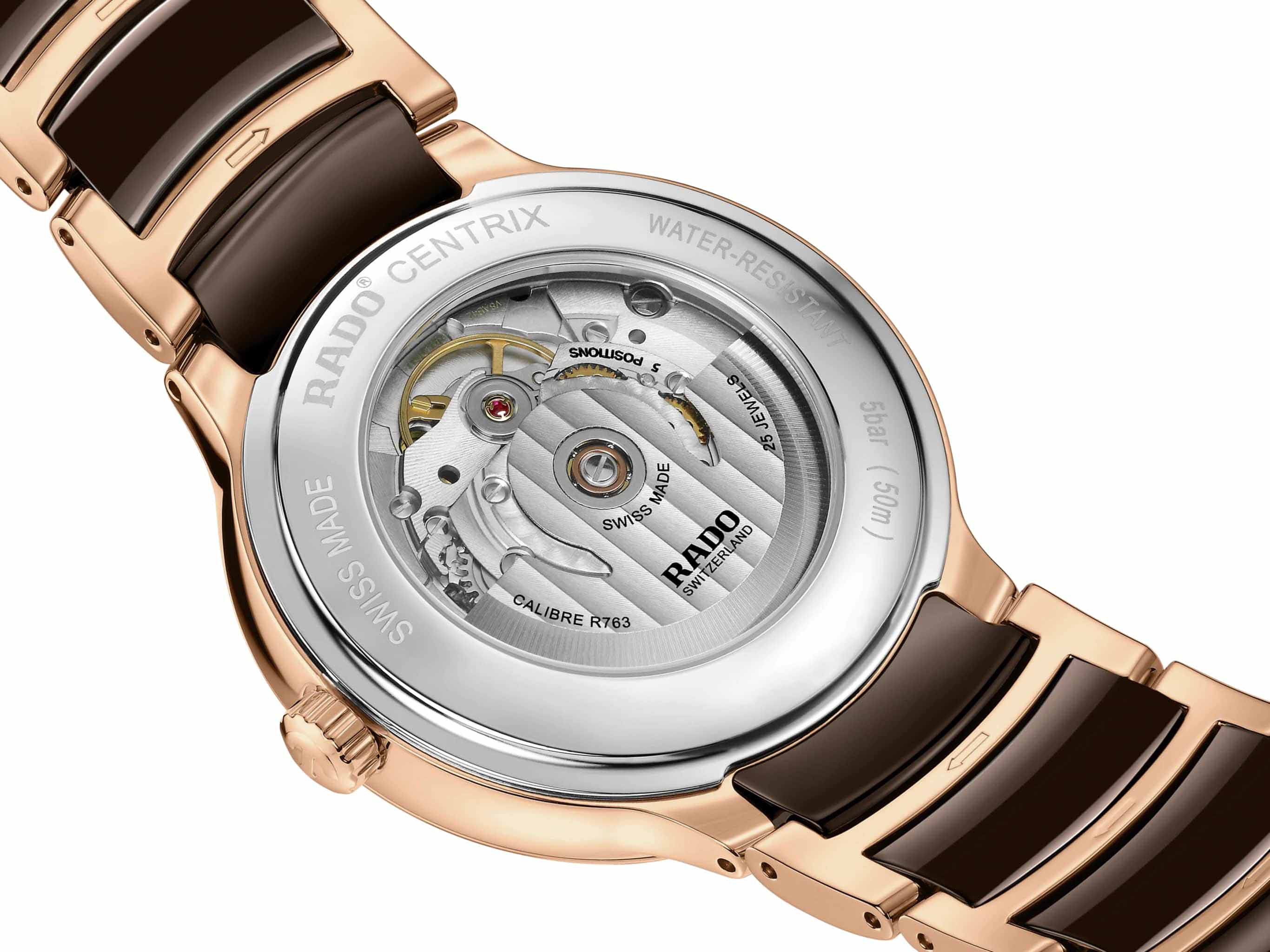 Rado Rado Centrix Automatic R30017712, centrix швейцария мужские часы на браслете высокотехнологичная керамика + нержавеющая сталь с pvd покрытием боковой вид