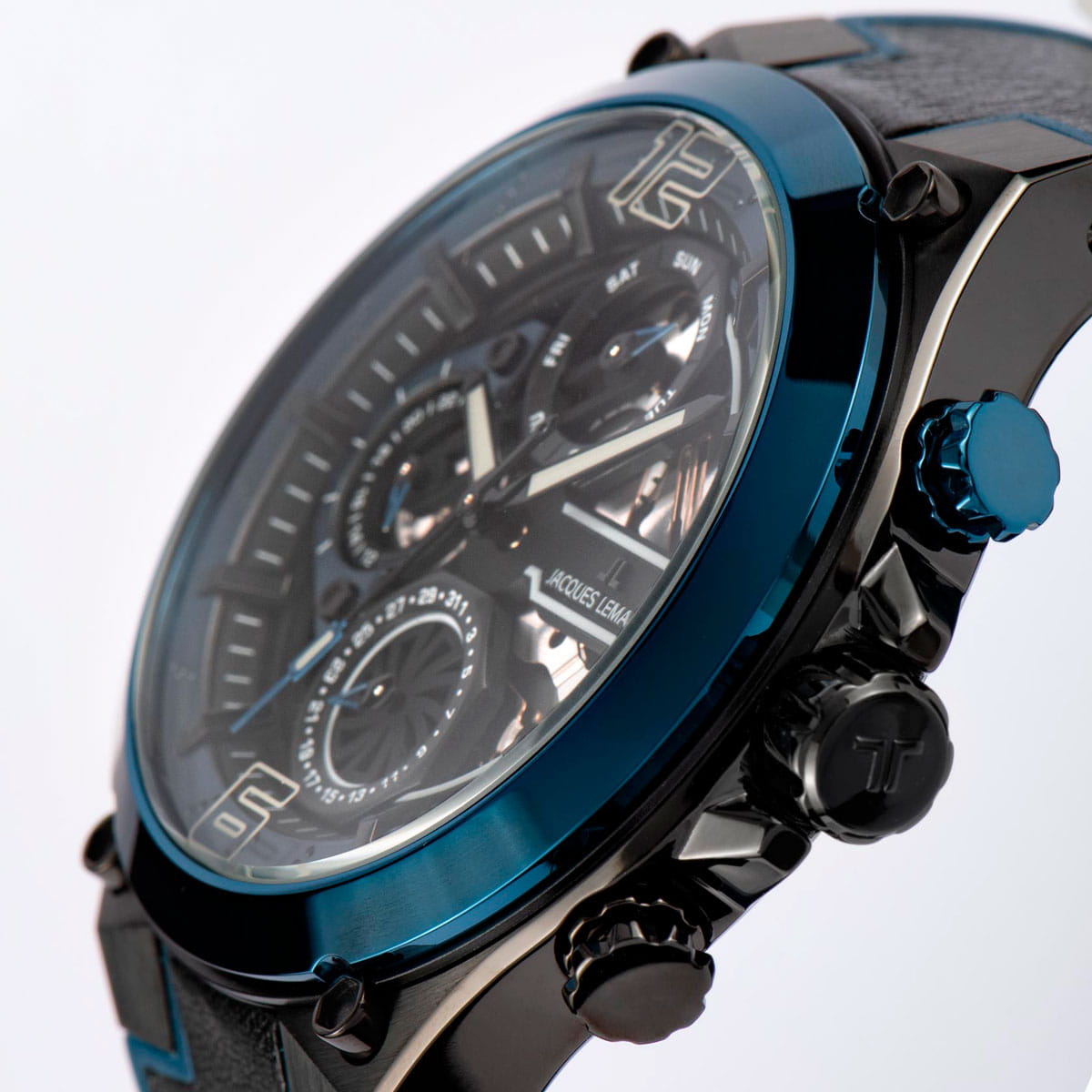 Jacques Lemans Jacques Lemans Sport 1-2150B,  австрия мужские часы на браслете кожаный боковой вид