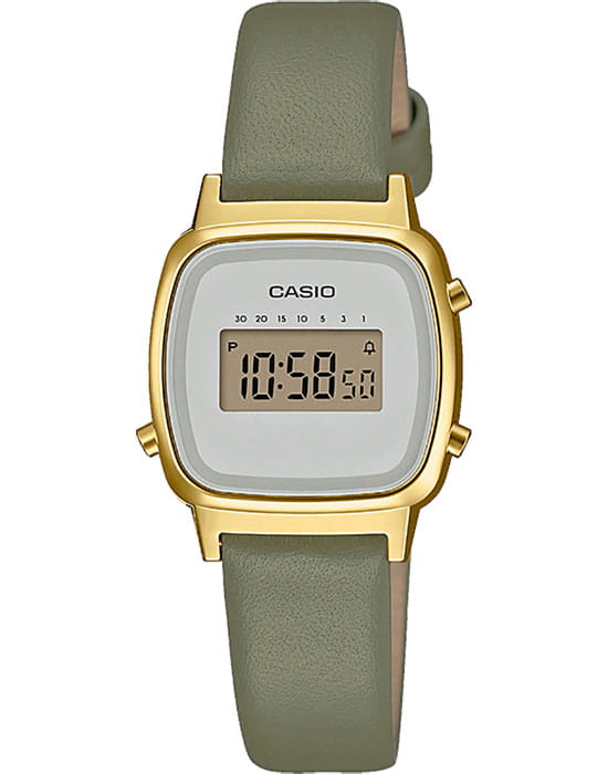 Casio Casio Collection LA670WEFL-3EF  LA670WEFL-3EF кварцевые женские часы бежевый циферблат, браслет кожаный — вид спереди