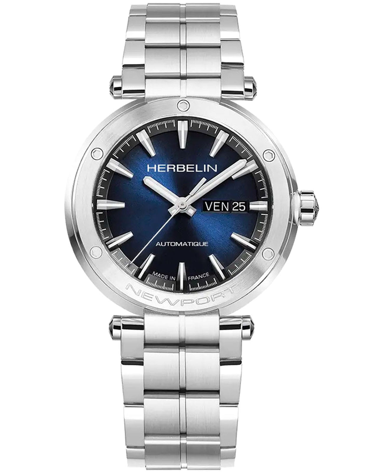 Herbelin Herbelin Newport 1768B15  1768B15 механические мужские часы синий циферблат, браслет нержавеющая сталь — вид спереди