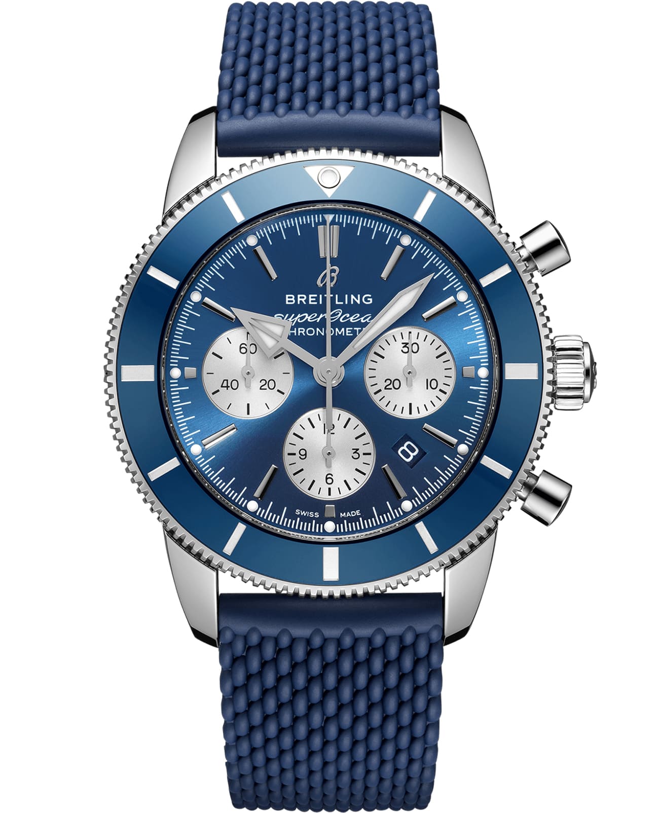 Breitling Breitling Superocean Heritage B01 Chronograph 44 AB0162161C1S1  AB0162161C1S1 механические мужские часы синий циферблат, браслет каучук — вид спереди