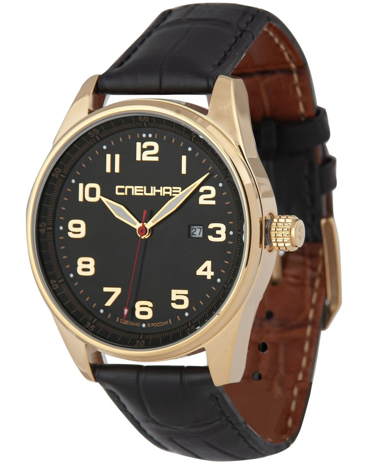 Спецназ Спецназ Профессионал С9379327-8215  С9379327-8215 механические мужские часы коричневый циферблат, браслет кожаный — вид спереди