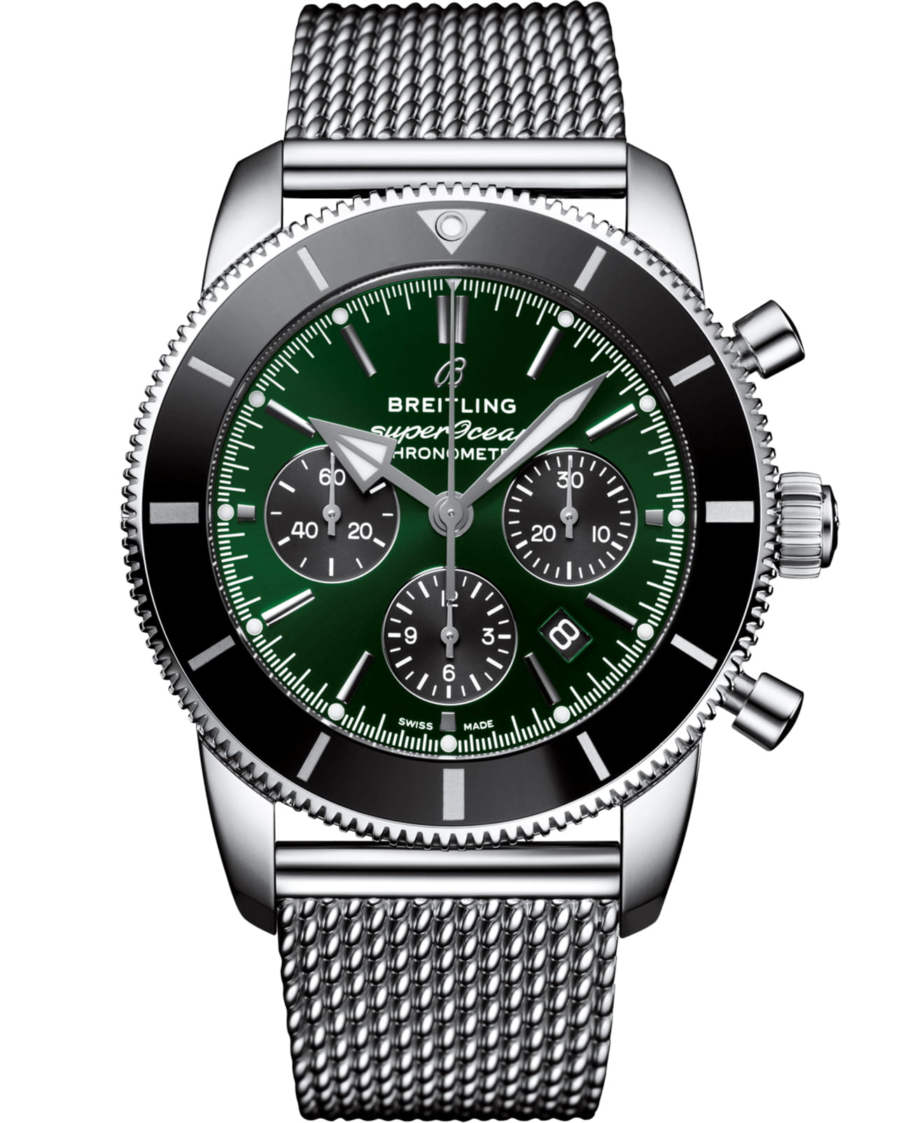 Breitling Breitling Superocean Heritage B01 Chronograph 44 Limited Edition AB01621A1L1A1  AB01621A1L1A1 механические мужские часы зеленый циферблат, браслет нержавеющая сталь — вид спереди