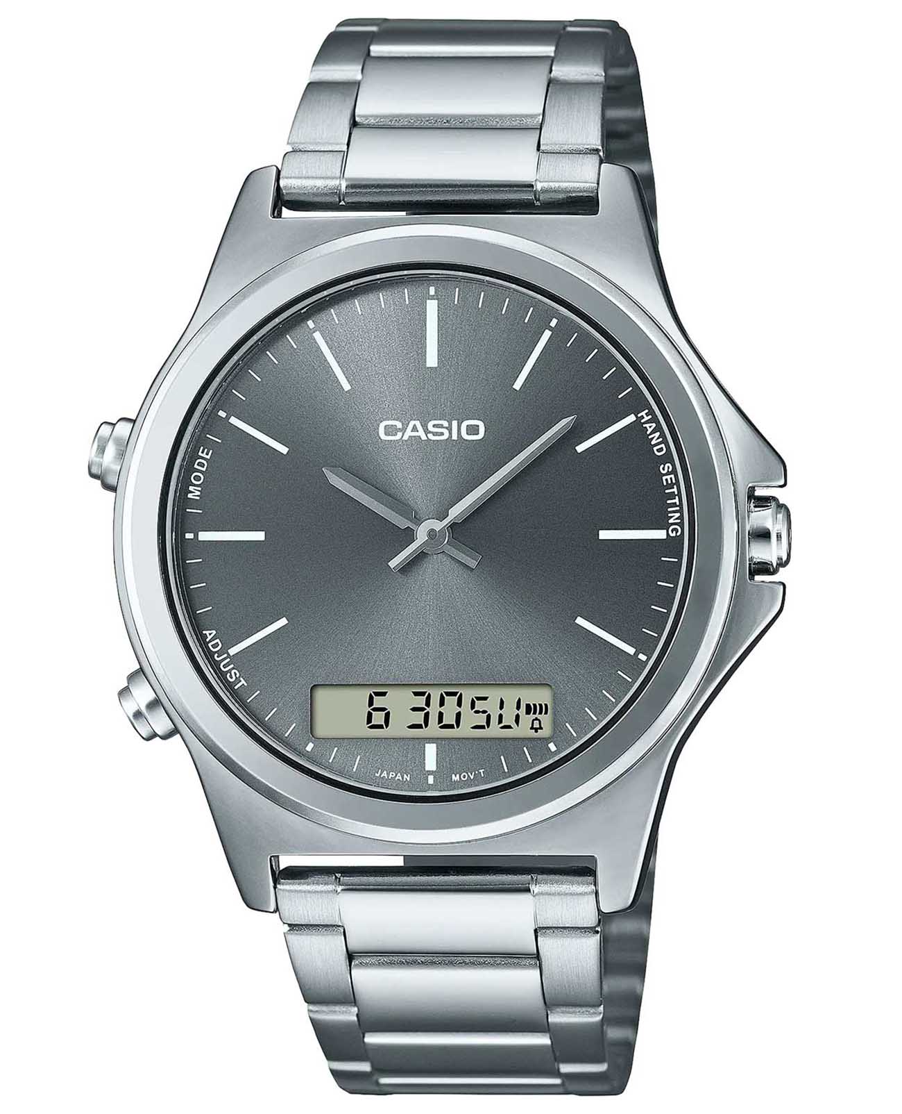 Casio Casio Collection MTP-VC01D-8E  MTP-VC01D-8E кварцевые мужские часы серый циферблат, браслет нержавеющая сталь — вид спереди