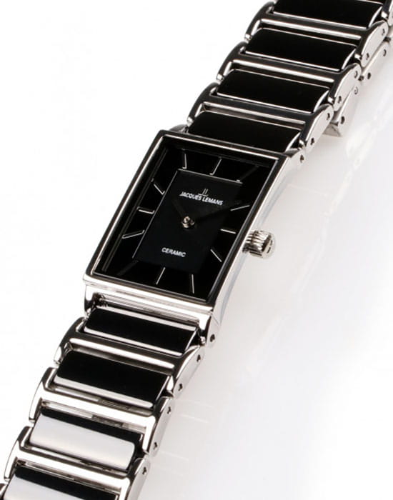 Jacques Lemans Jacques Lemans 1-1651A,  австрия женские часы на браслете сталь + керамические вставки боковой вид