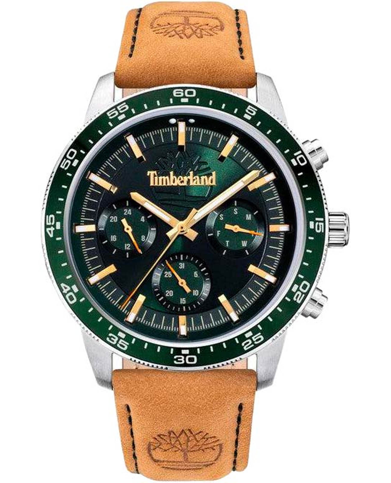 Timberland Timberland Parkman TDWGF0029001  TDWGF0029001 кварцевые мужские часы зеленый циферблат, браслет кожаный — вид спереди