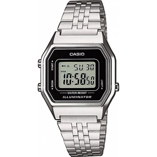 Casio Casio Collection LA680WEA-1EF  LA680WEA-1EF кварцевые женские часы серый циферблат, браслет нержавеющая сталь — вид спереди