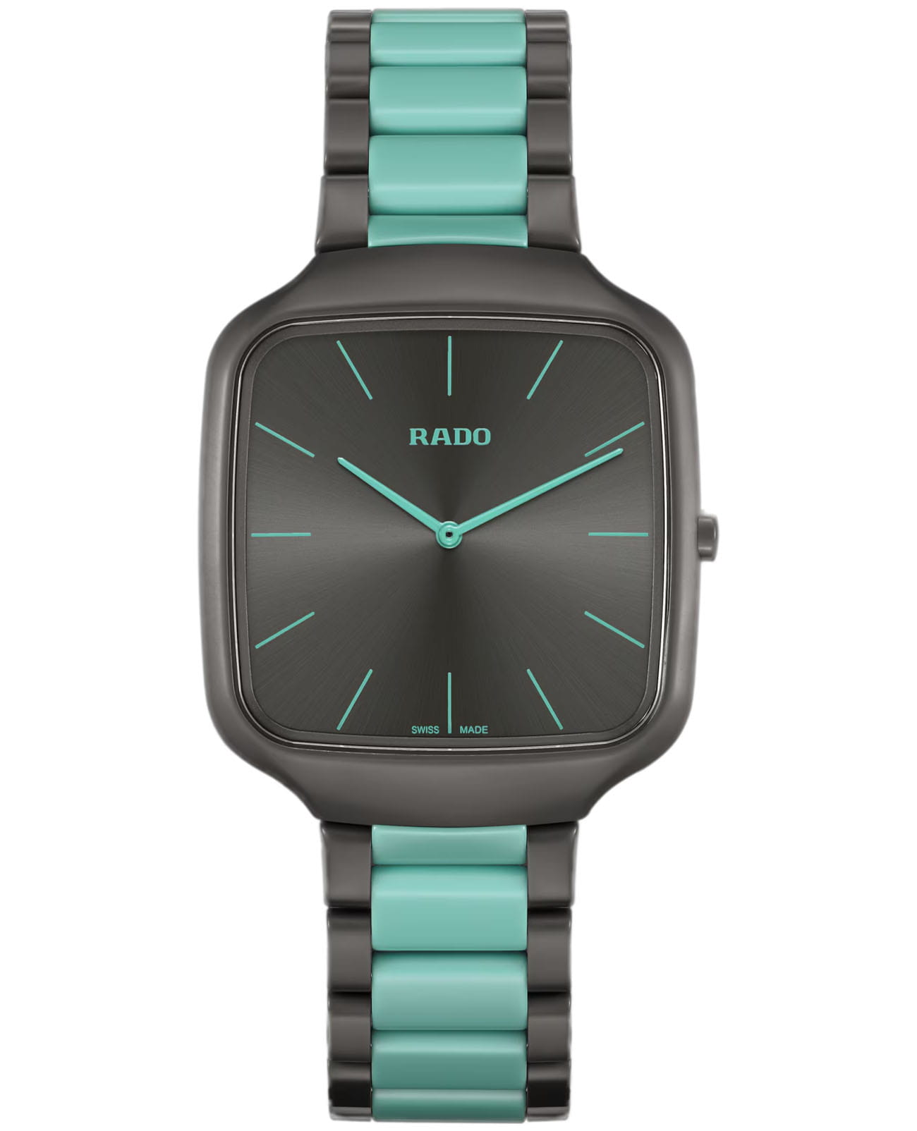 Rado Rado Тrue Square Thinline x Les Couleur Le Corbusier R27045162  R27045162 кварцевые мужские часы черный циферблат, браслет высокотехнологичная керамика + титан — вид спереди