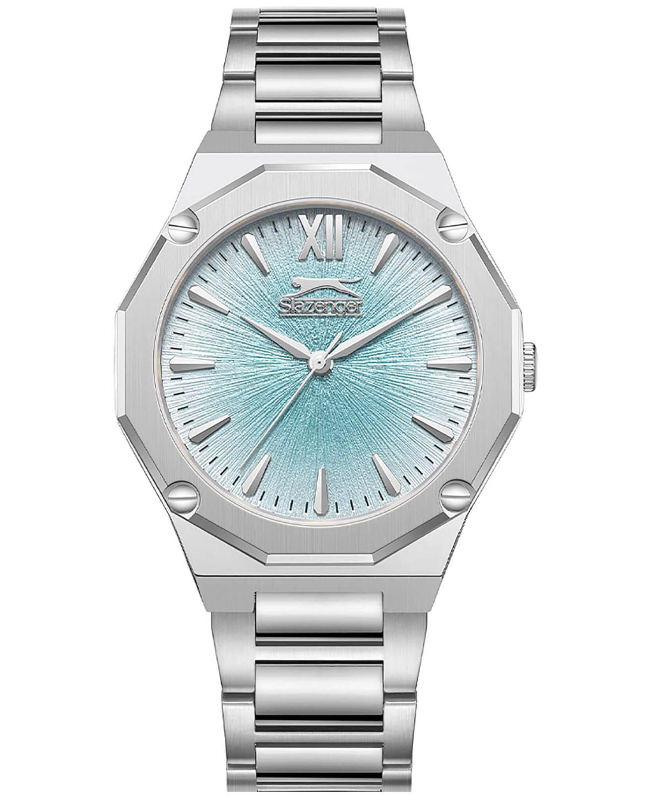 Slazenger Slazenger SL.09.2375.1.07  SL.09.2375.1.07 кварцевые мужские часы голубой циферблат, браслет суперметалл — вид спереди