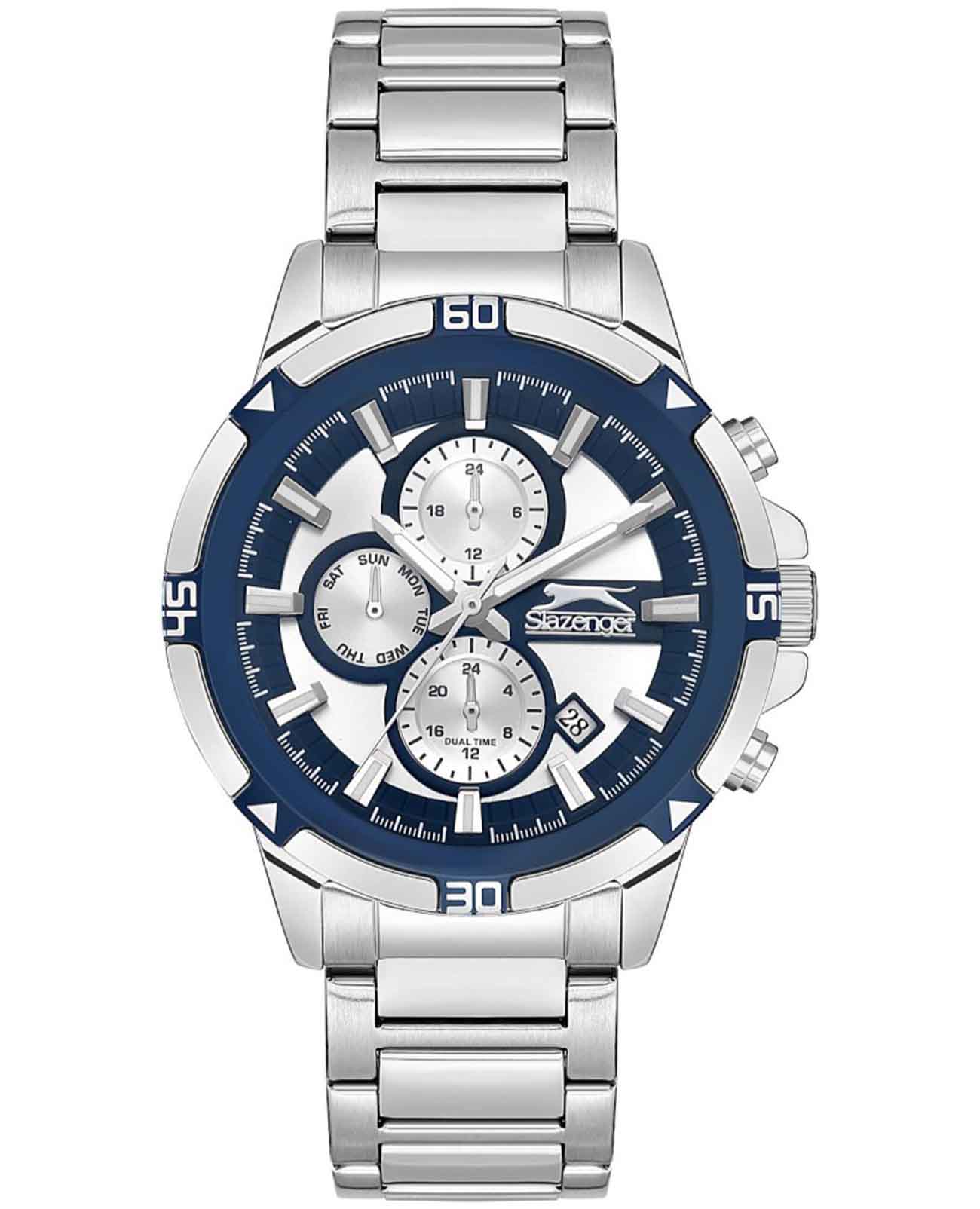 Slazenger Slazenger SL.09.2249.2.02  SL.09.2249.2.02 кварцевые мужские часы синий циферблат, браслет нержавеющая сталь — вид спереди