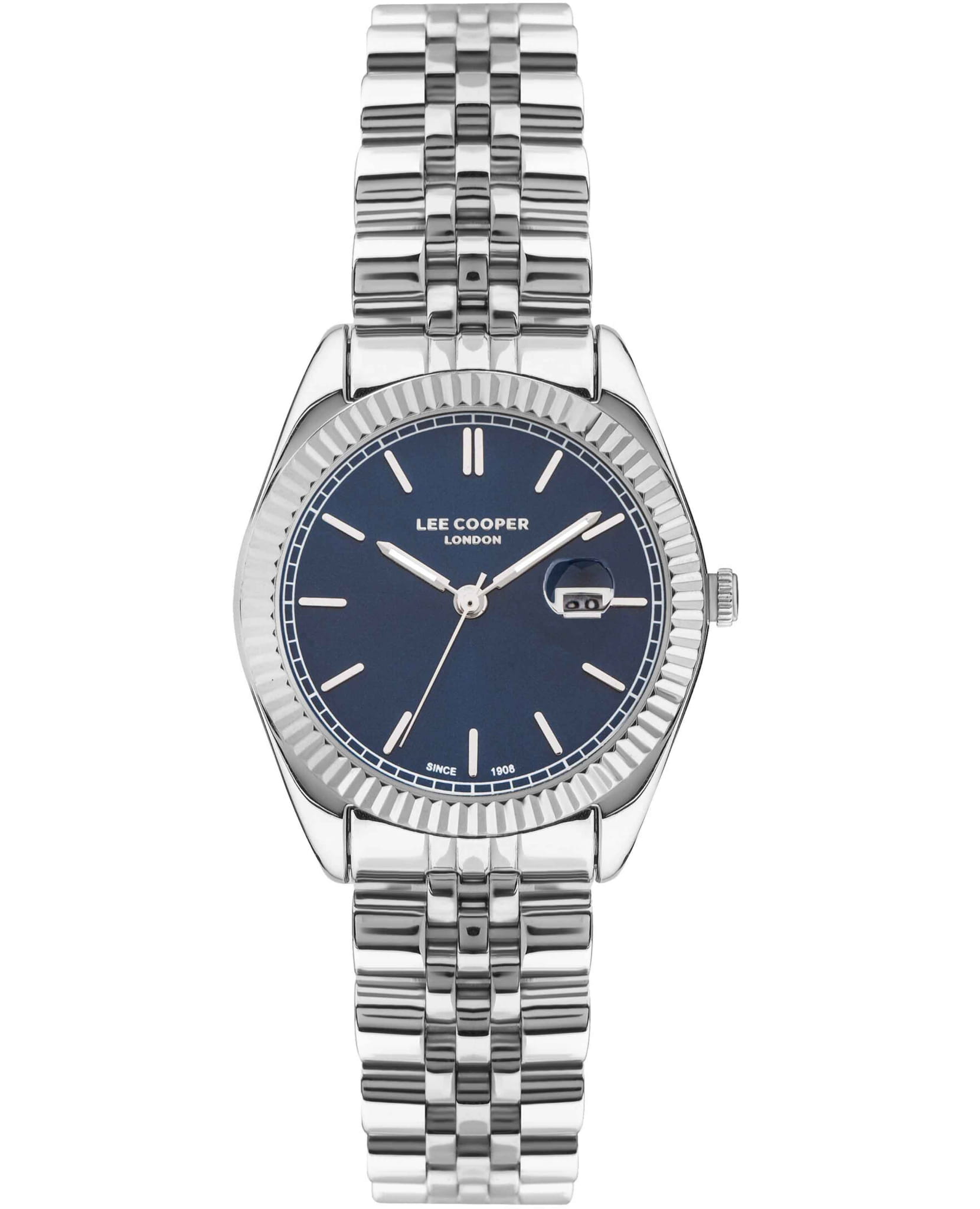 Lee Cooper Lee Cooper LC07326.390  LC07326.390 кварцевые женские часы синий циферблат, браслет нержавеющая сталь — вид спереди