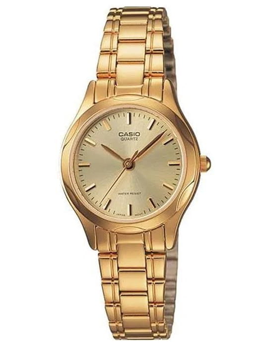 Casio Casio Collection LTP-1275G-9A  LTP-1275G-9A кварцевые женские часы золотой циферблат, браслет сталь с ip покрытием — вид спереди